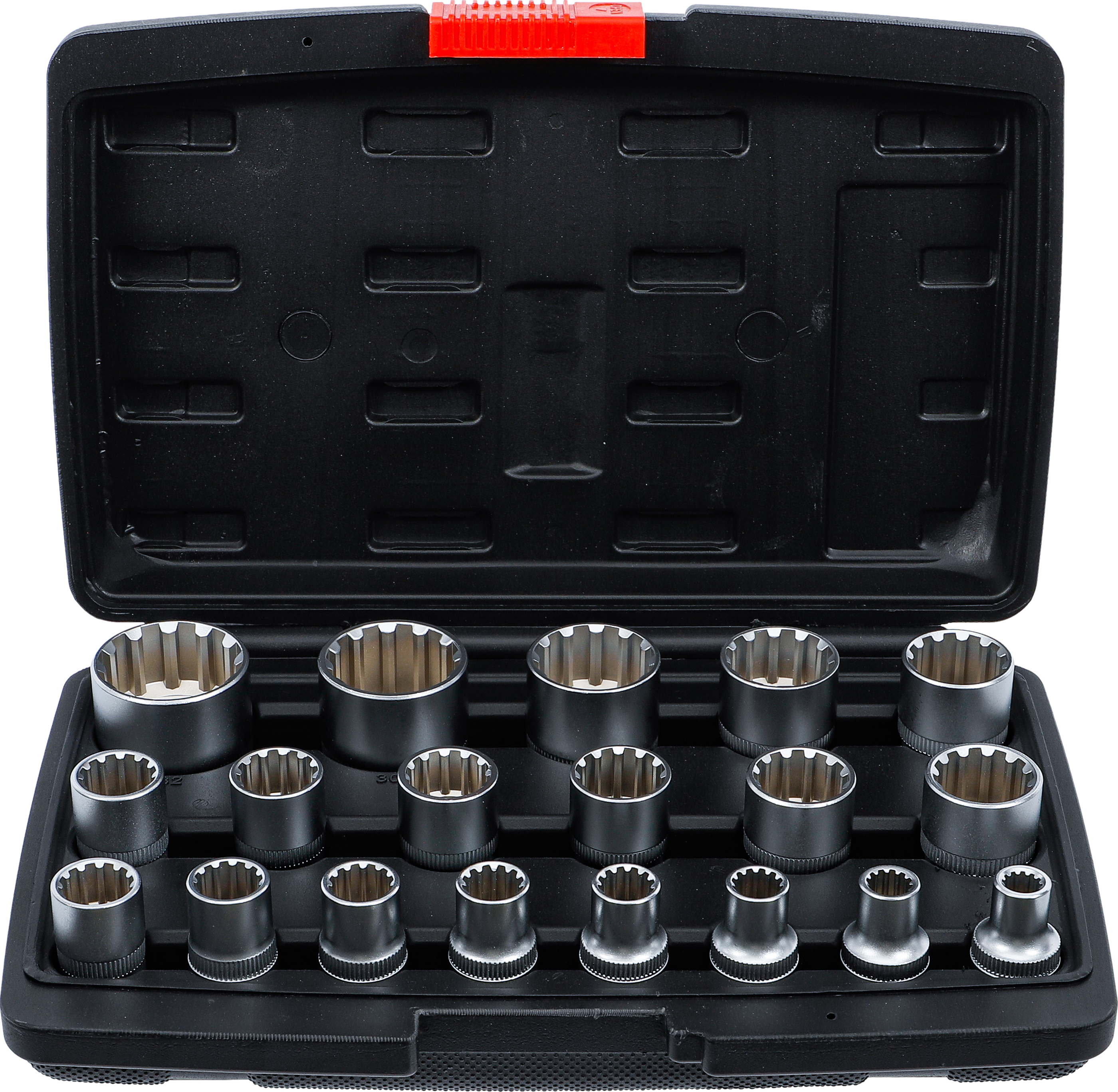 BGS Steckschlüssel-Einsatz-Satz Gear Lock | Antrieb Innenvierkant 12,5 mm (1/2") | 19-tlg.
