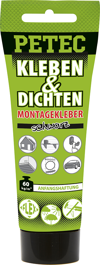 Petec Kleben & Dichten Montagekleber schwarz elastisch 80 ml