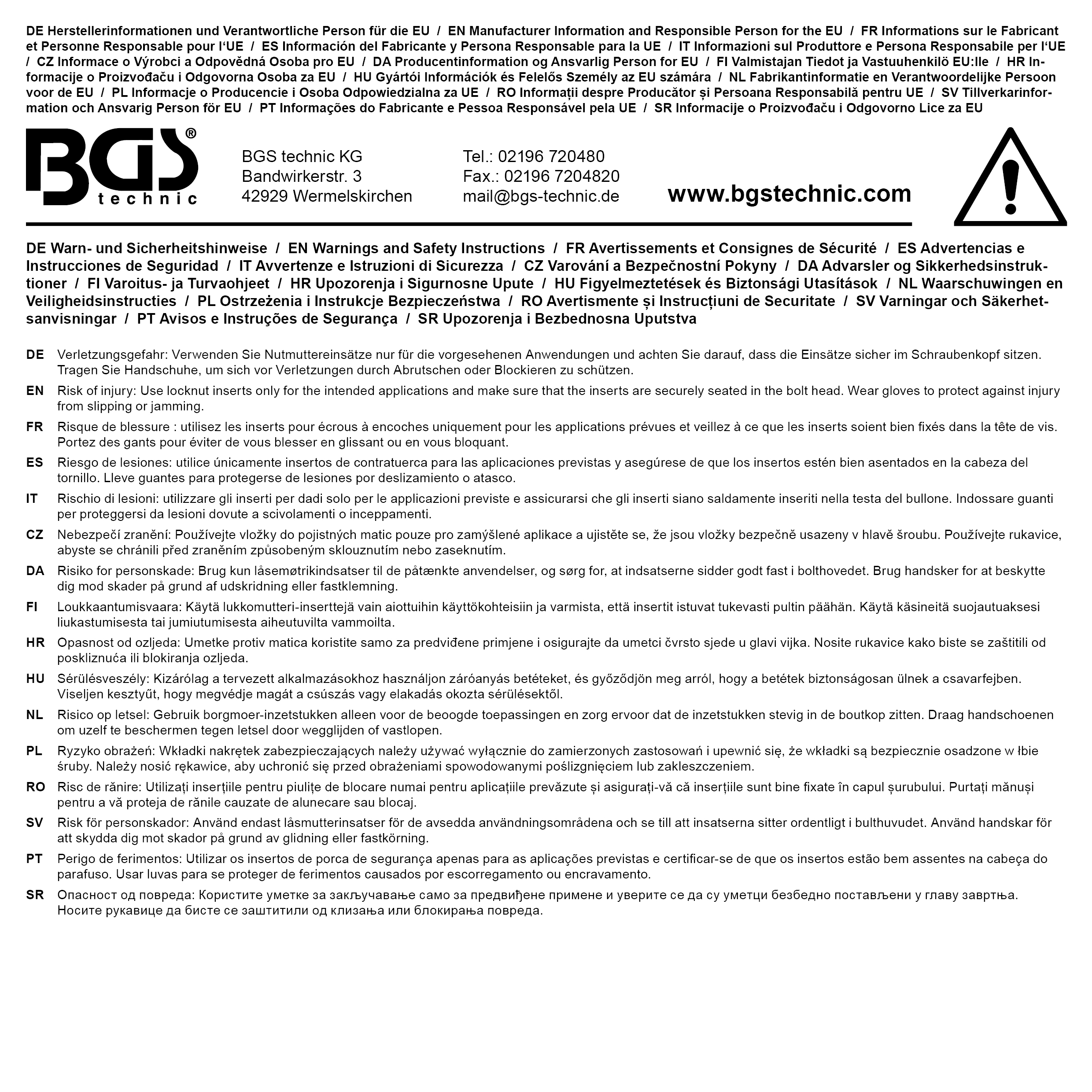 BGS Nutmutternschlüssel | Zapfen außen liegend | KM6