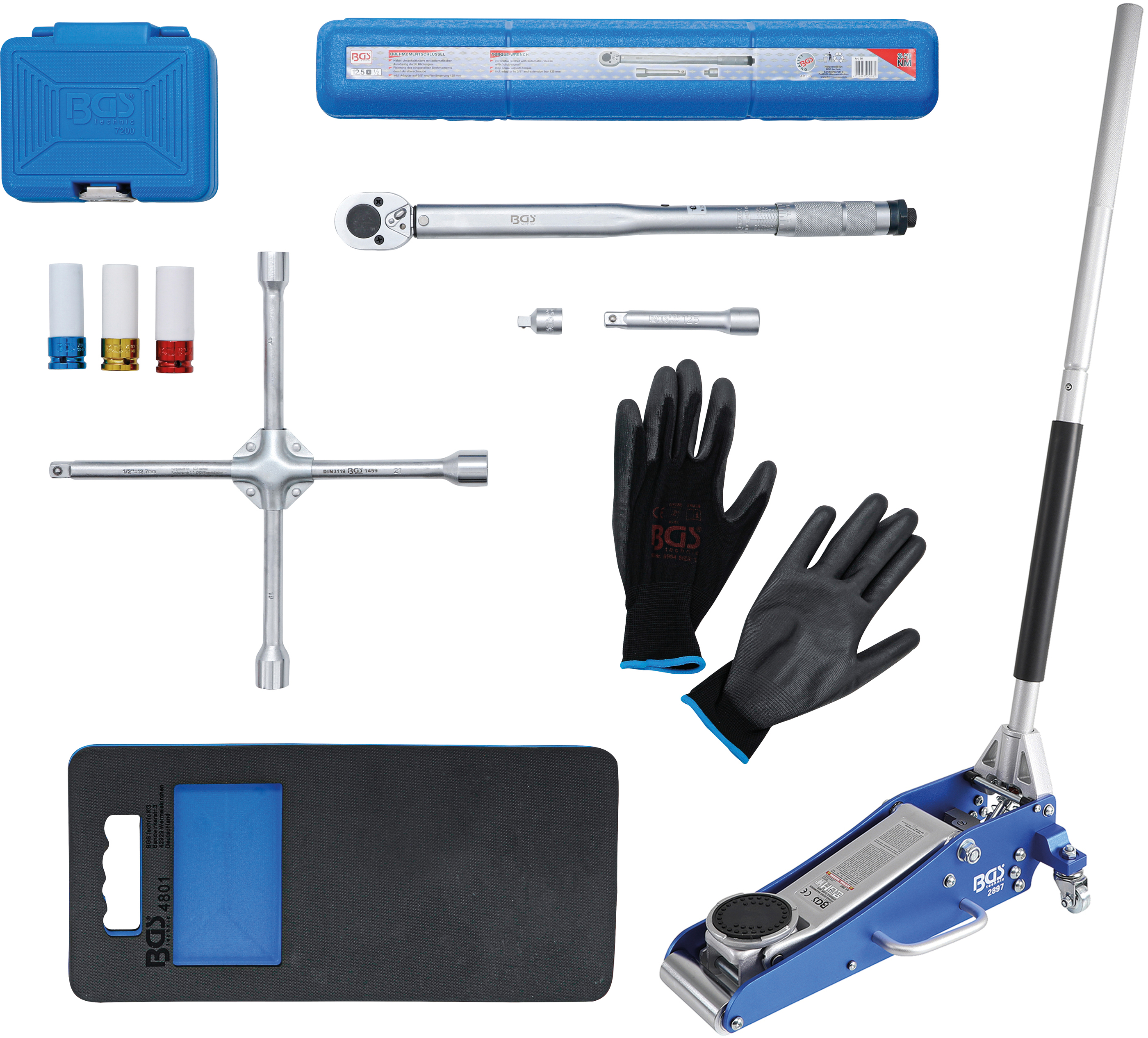 BGS Radwechsel-Service-Satz mit Rangier-Wagenheber 1,5 t | 10-tlg.