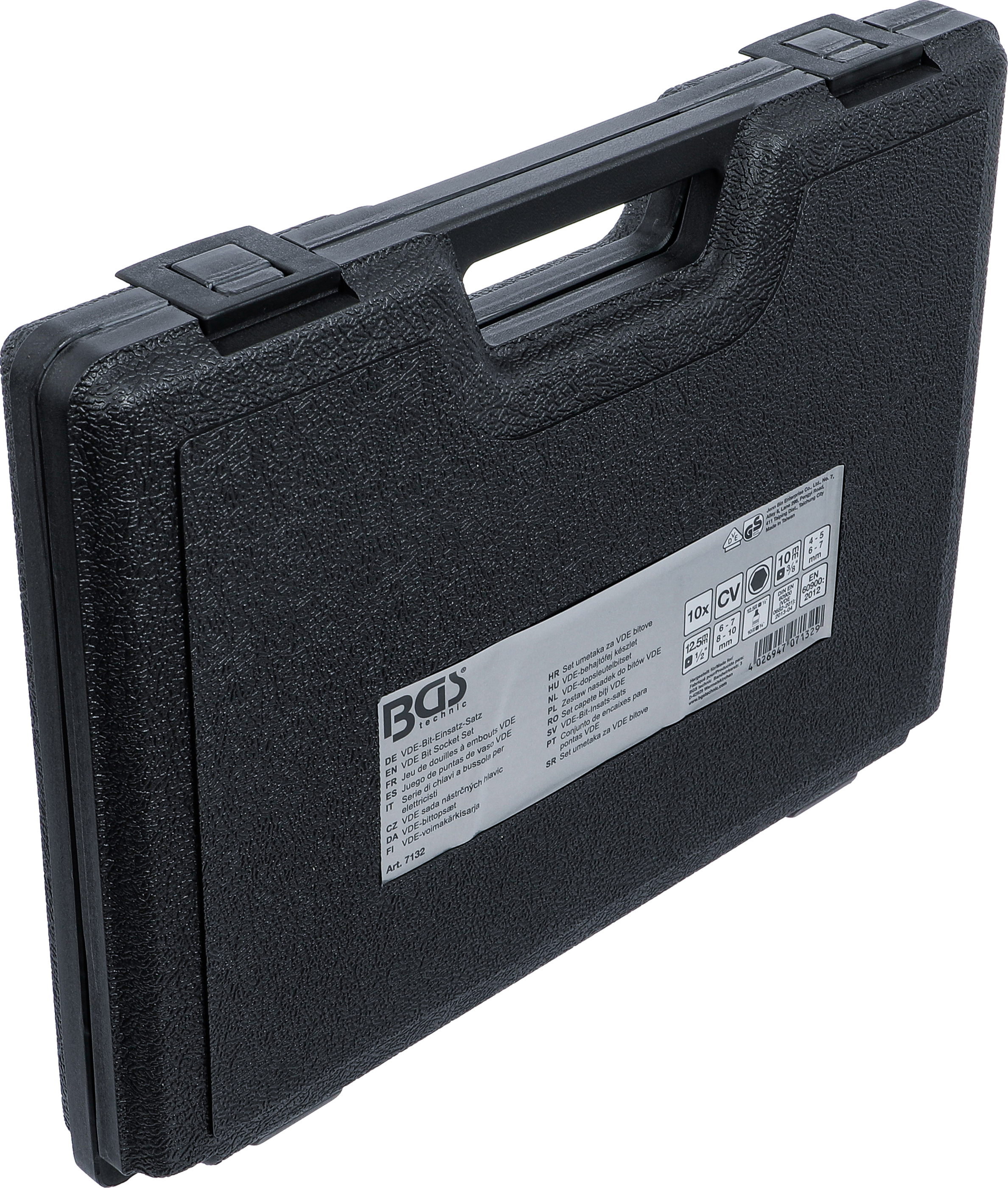 BGS VDE-Bit-Einsatz-Satz | Antrieb Innenvierkant 10 mm (3/8") / 12,5 mm (1/2") | Innensechskant 4 - 10 mm | 10-tlg.