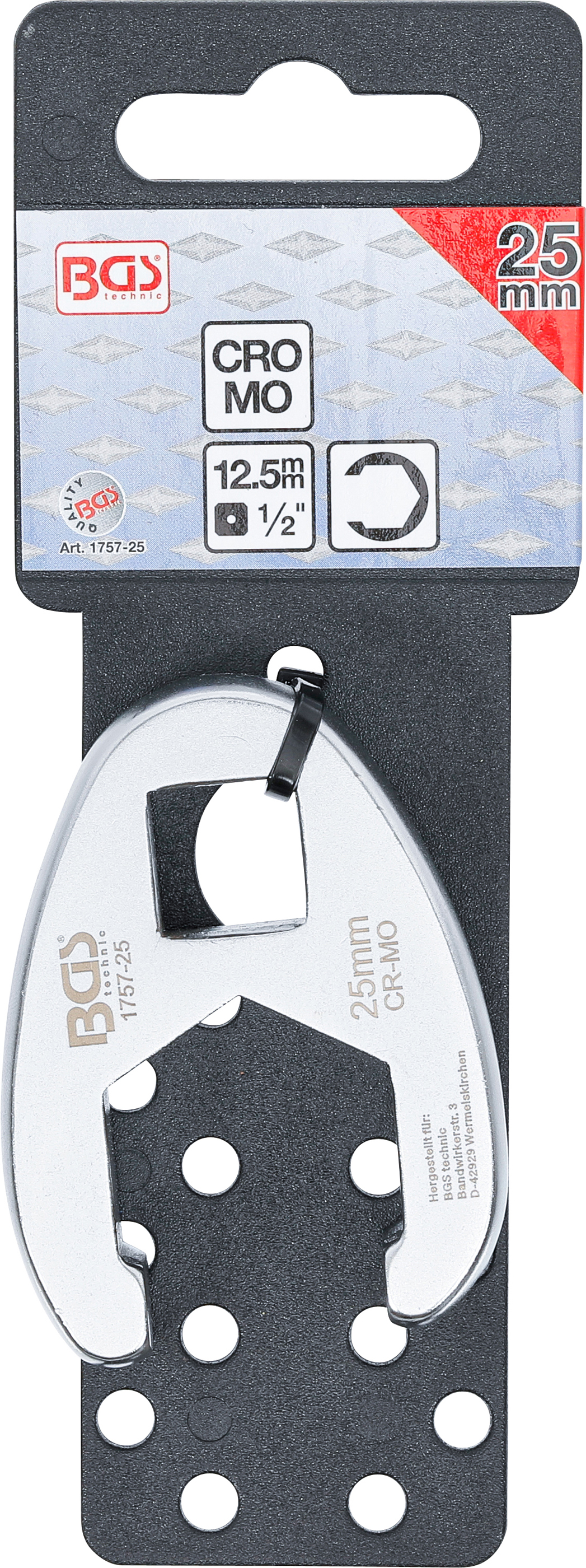 BGS Hahnenfußschlüssel | Antrieb Innenvierkant 12,5 mm (1/2") | SW 25 mm