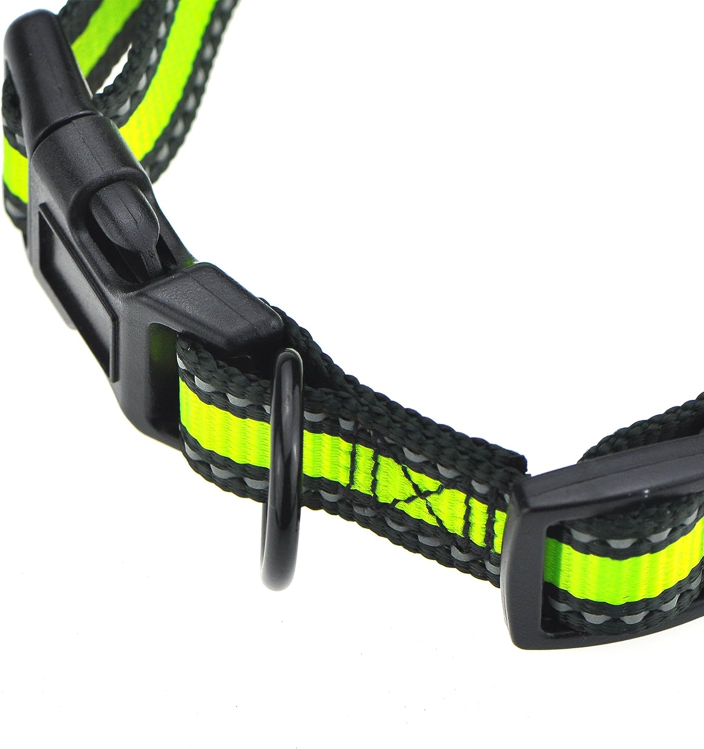 Mile High Life Nacht reflektierende 2 Streifen 3 Colorways Nylon Hundehalsband (neongrün/schwarz, Super Kleiner Hals 22cm-35cm - 9KG)