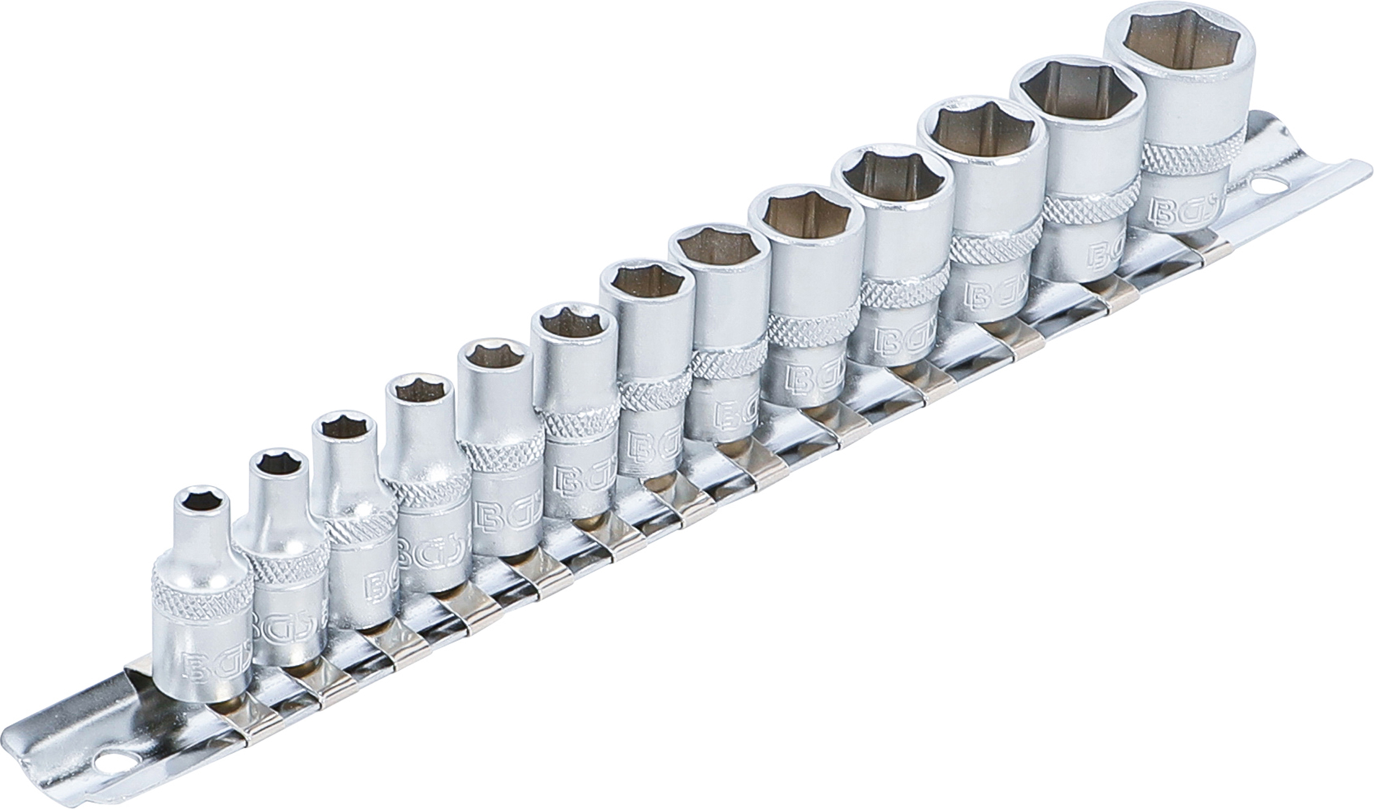 BGS Steckschlüssel-Einsatz-Satz, Sechskant | Antrieb Innenvierkant 6,3 mm (1/4") | SW 4 - 14 mm | 13-tlg.