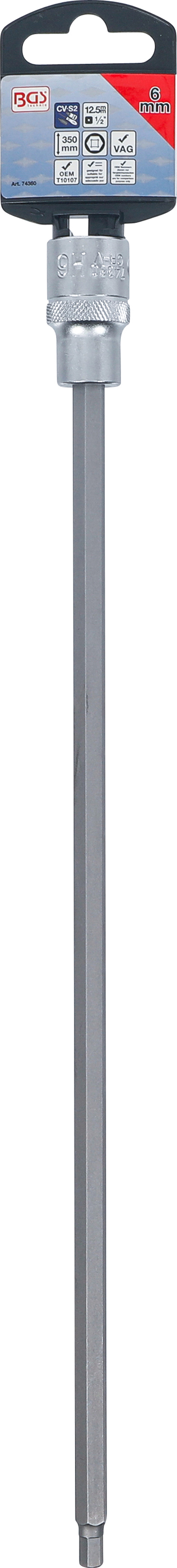 BGS Bit-Einsatz | Länge 350 mm | Antrieb Innenvierkant 12,5 mm (1/2") | Innensechskant 6 mm | für VAG