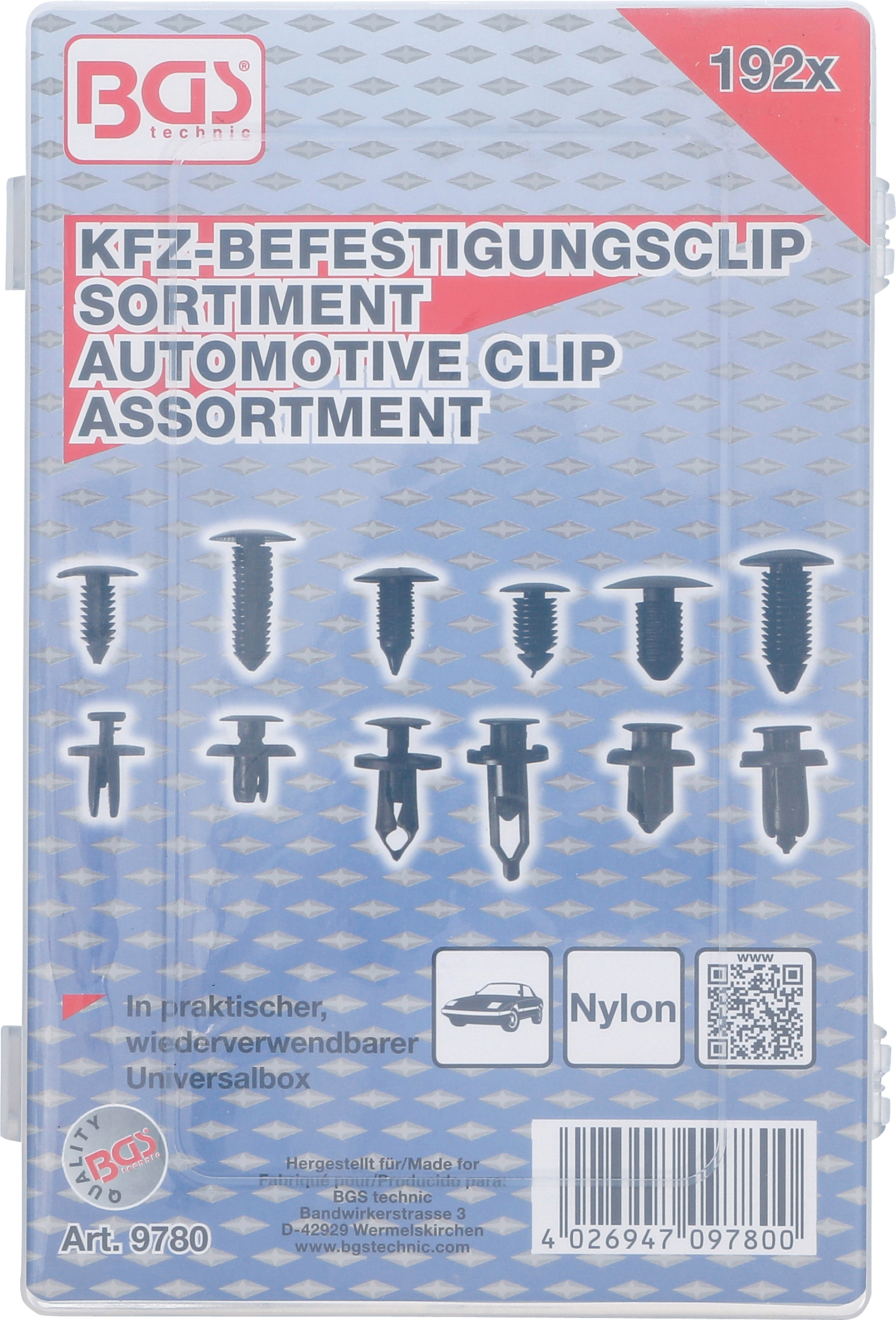 BGS Kfz-Befestigungsclip-Sortiment | universal | 192-tlg.