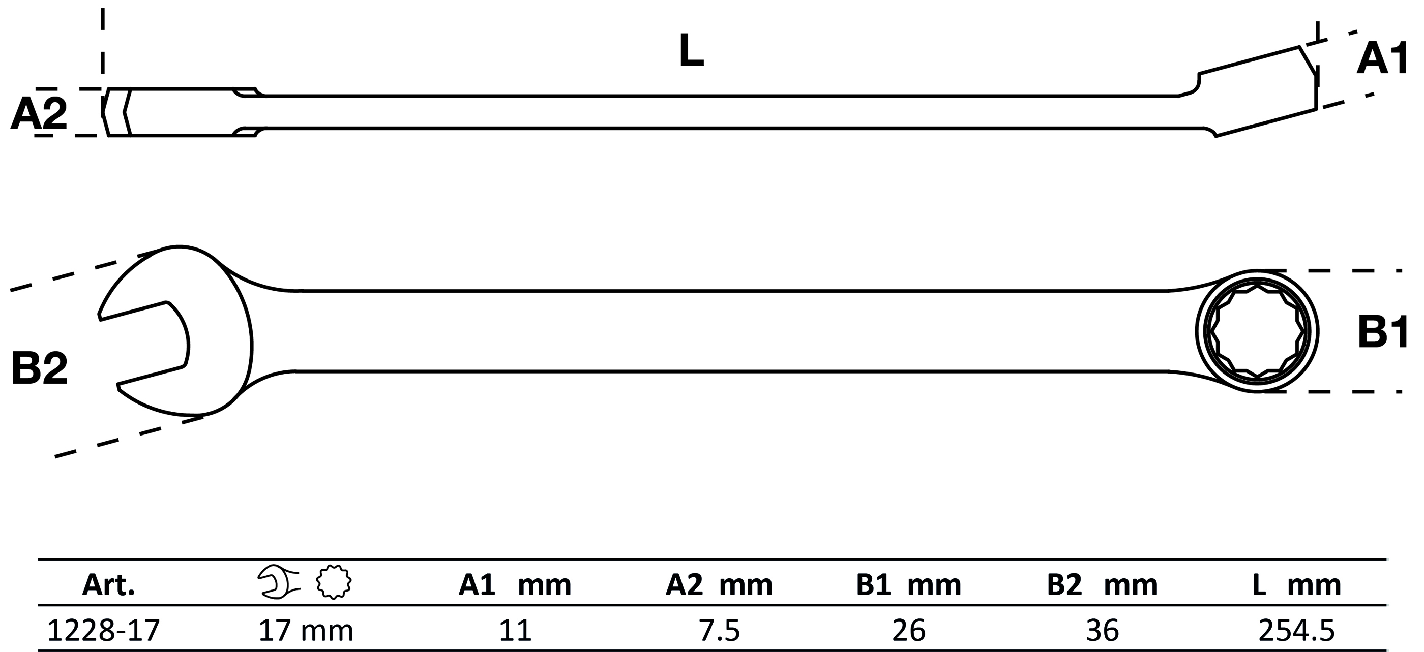 BGS Maul-Ringschlüssel | extra lang | SW 17 mm