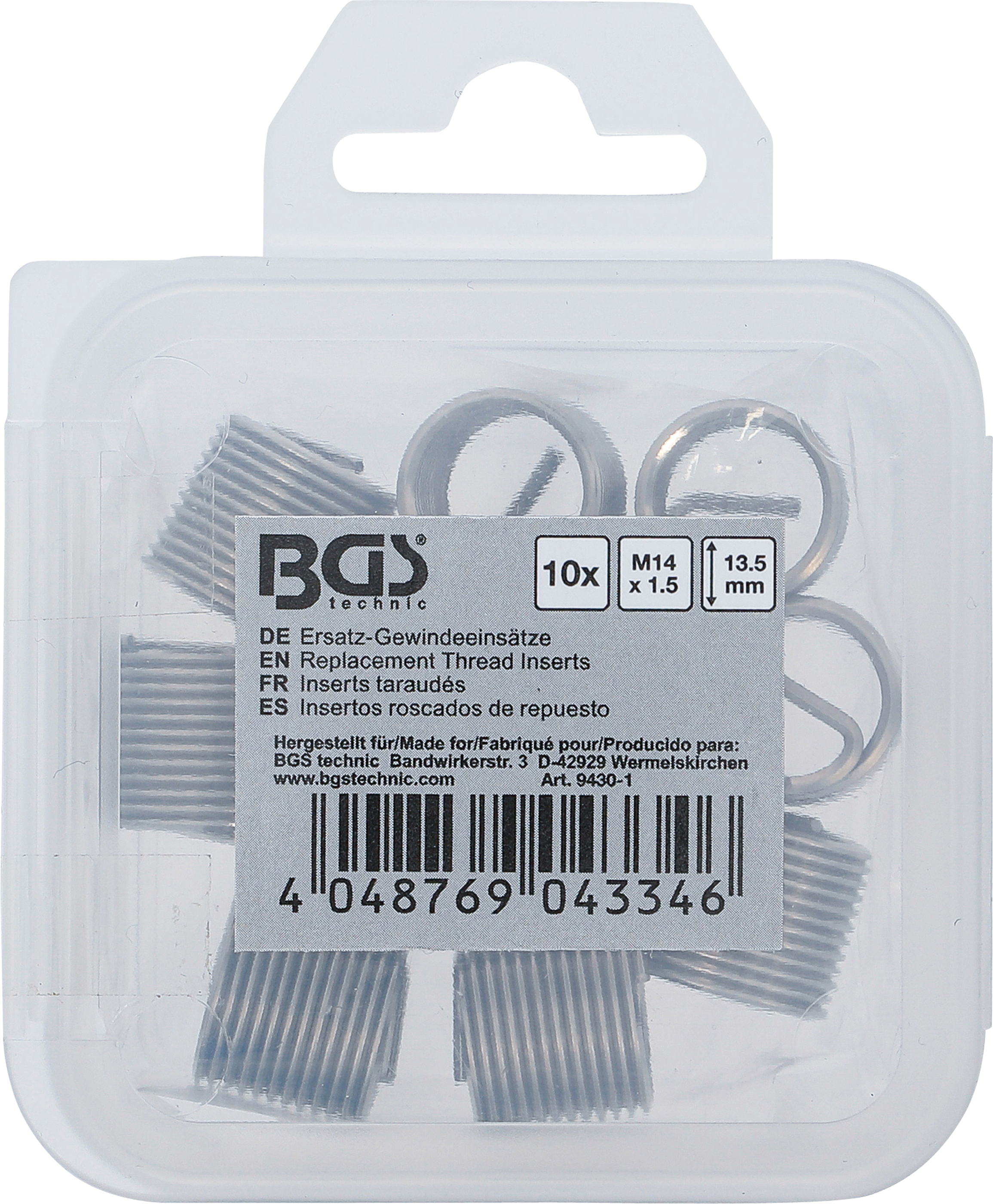 BGS Ersatz-Gewindeeinsätze | M14 x 1,5 mm | 10-tlg. BGS Ersatz-Gewindeeinsätze | M14 x 1,5 mm | 10-tlg.