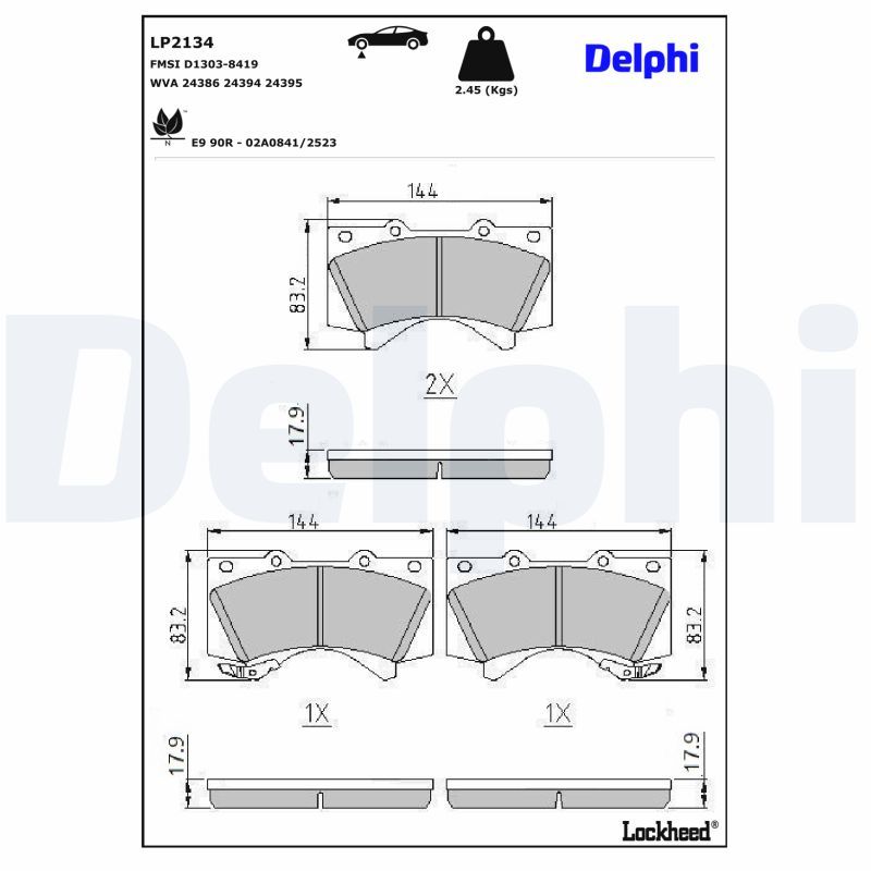 Bremsbelagsatz, Scheibenbremse