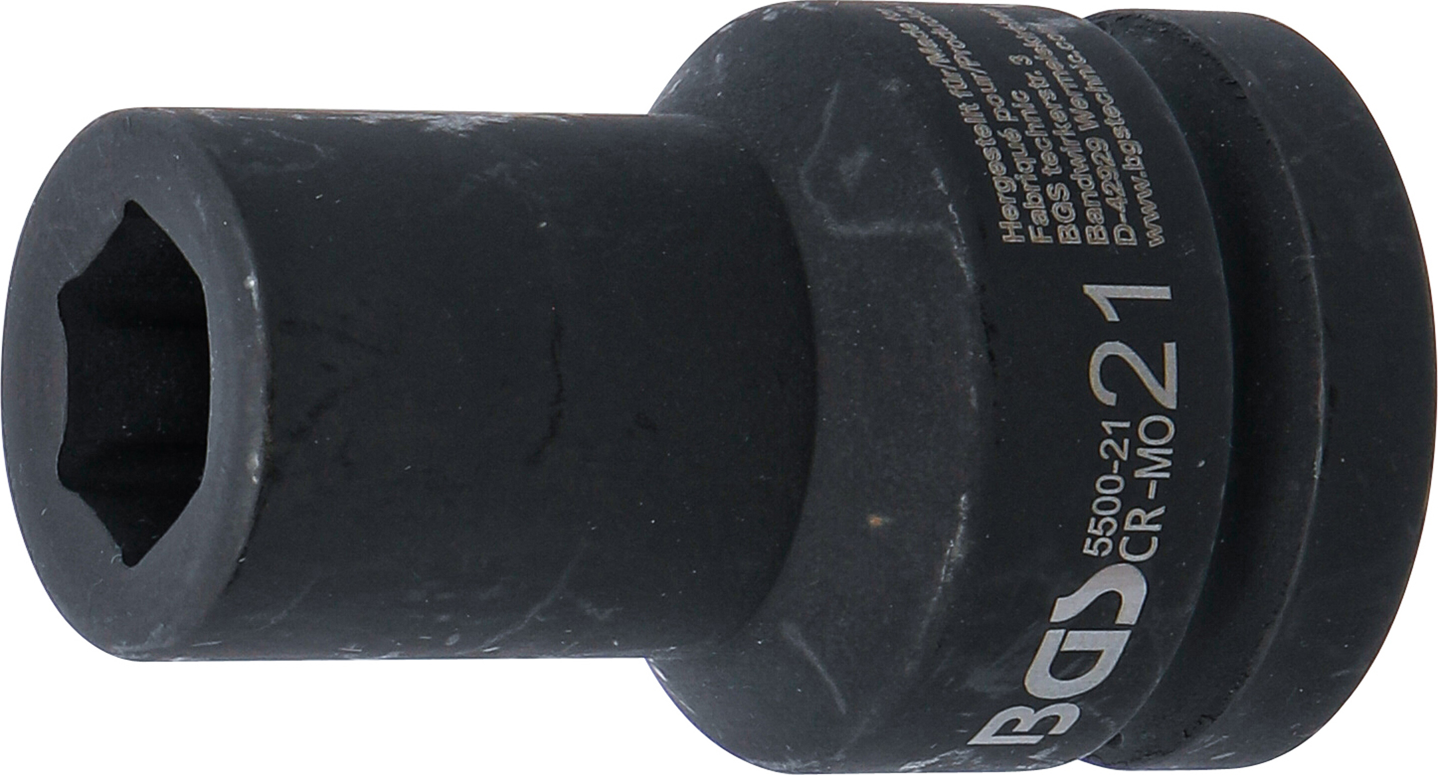 BGS Kraft-Steckschlüssel-Einsatz Sechskant, tief | Antrieb Innenvierkant 25 mm (1") | SW 21 mm