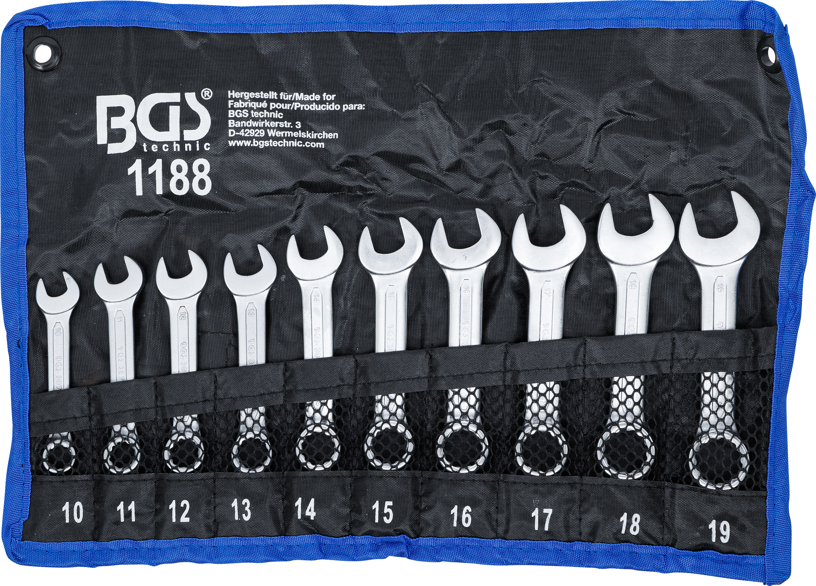 BGS Maul-Ringschlüssel-Satz | extra kurz | SW 10 - 19 mm | 10-tlg.