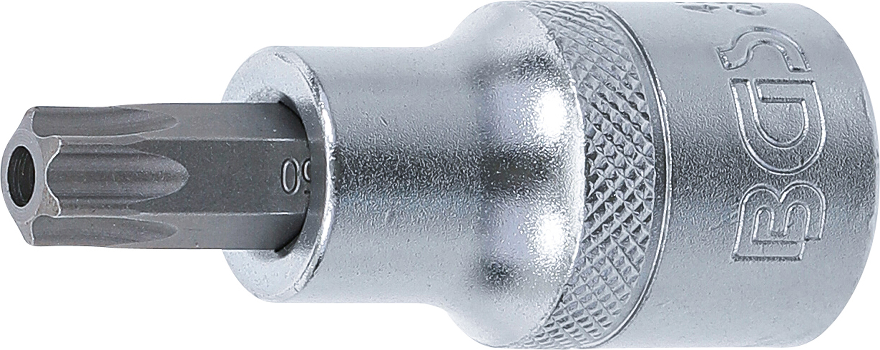 BGS Bit-Einsatz | Antrieb Innenvierkant 12,5 mm (1/2") | T-Profil (für Torx) mit Bohrung T50