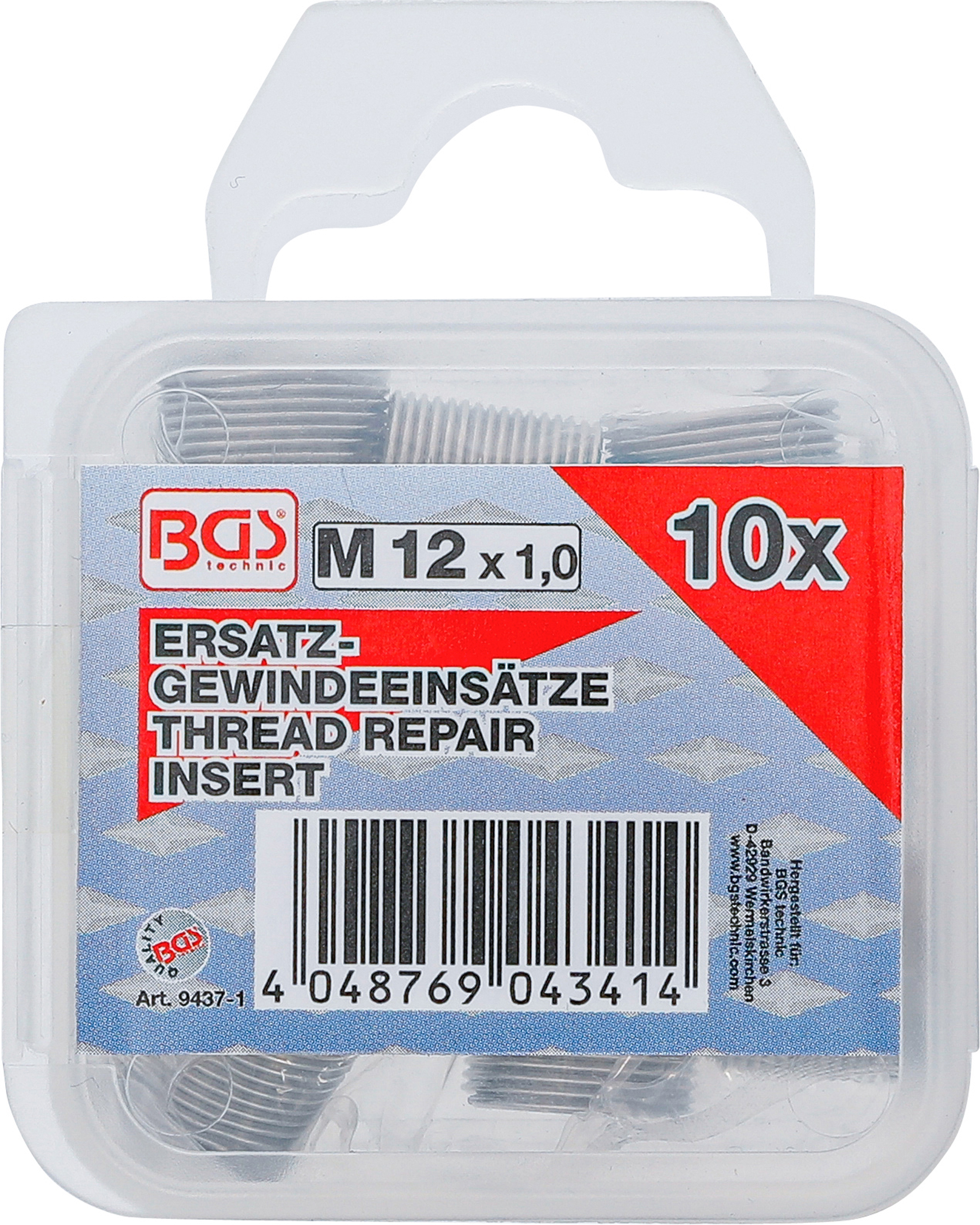 BGS Ersatz-Gewindeeinsätze | M12 x 1,0 mm | 10-tlg. BGS Ersatz-Gewindeeinsätze | M12 x 1,0 mm | 10-tlg.