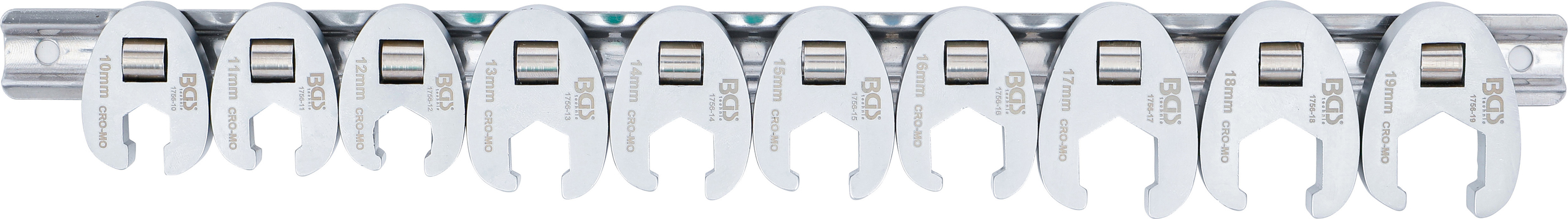 BGS Hahnenfußschlüssel-Satz | Antrieb Innenvierkant 10 mm (3/8") | SW 10 - 19 mm | 10-tlg.