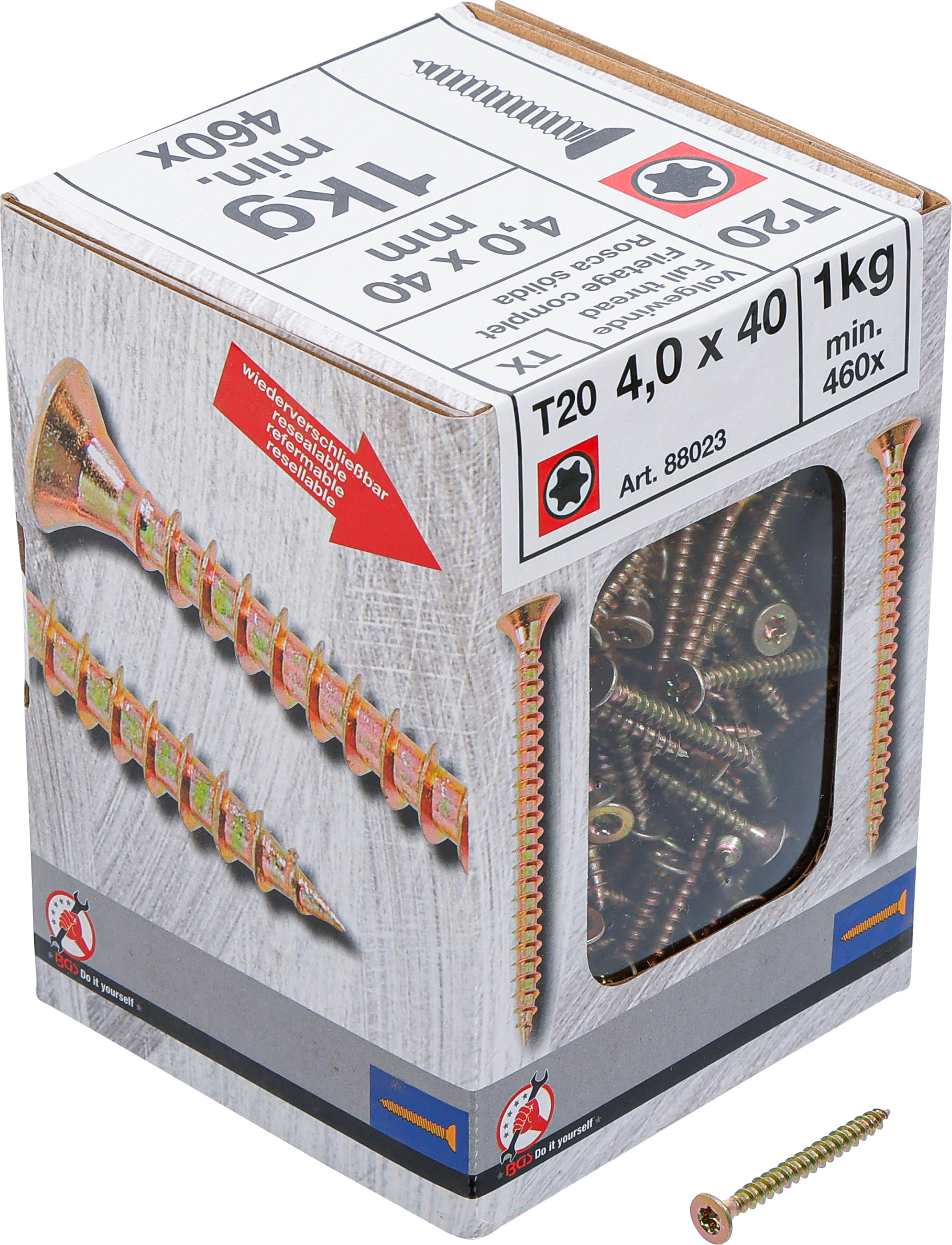 BGS Mehrzweckschrauben | T-Profil ( für Torx) T20 | 4,0 x 40 mm | 1 kg / 460 Stück