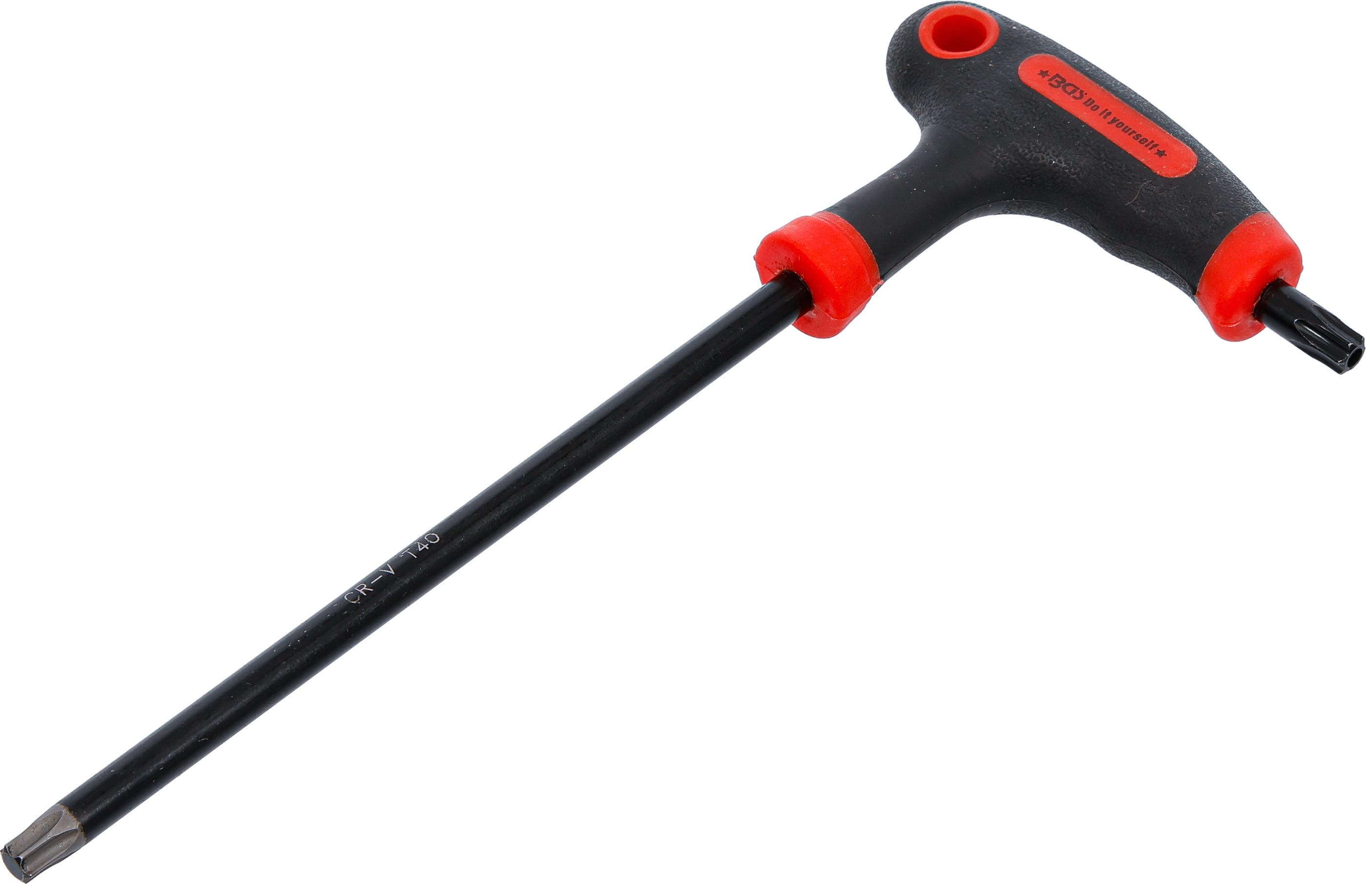 BGS Schraubendreher mit T-Griff und seitlicher Klinge | T-Profil (für Torx) mit/ohne Bohrung T40