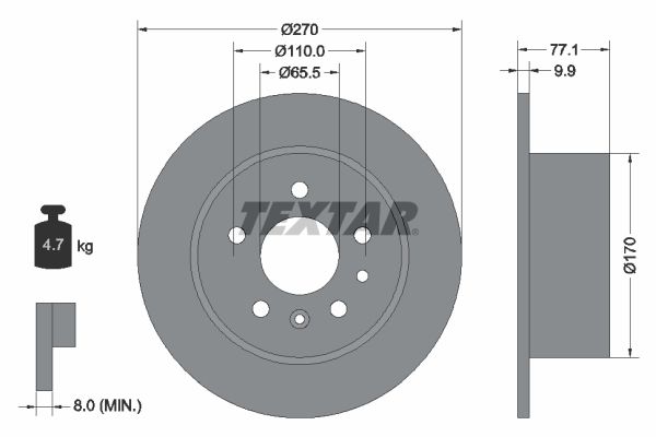 Bremsscheibe 92066300 “TEXTAR 270 mm, 9,9 mm”