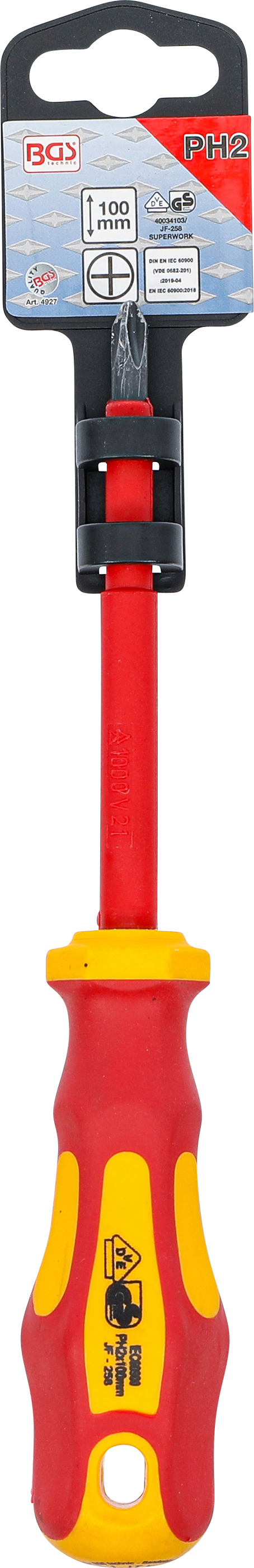 BGS VDE-Schraubendreher | Kreuzschlitz PH2 | Klingenlänge 100 mm