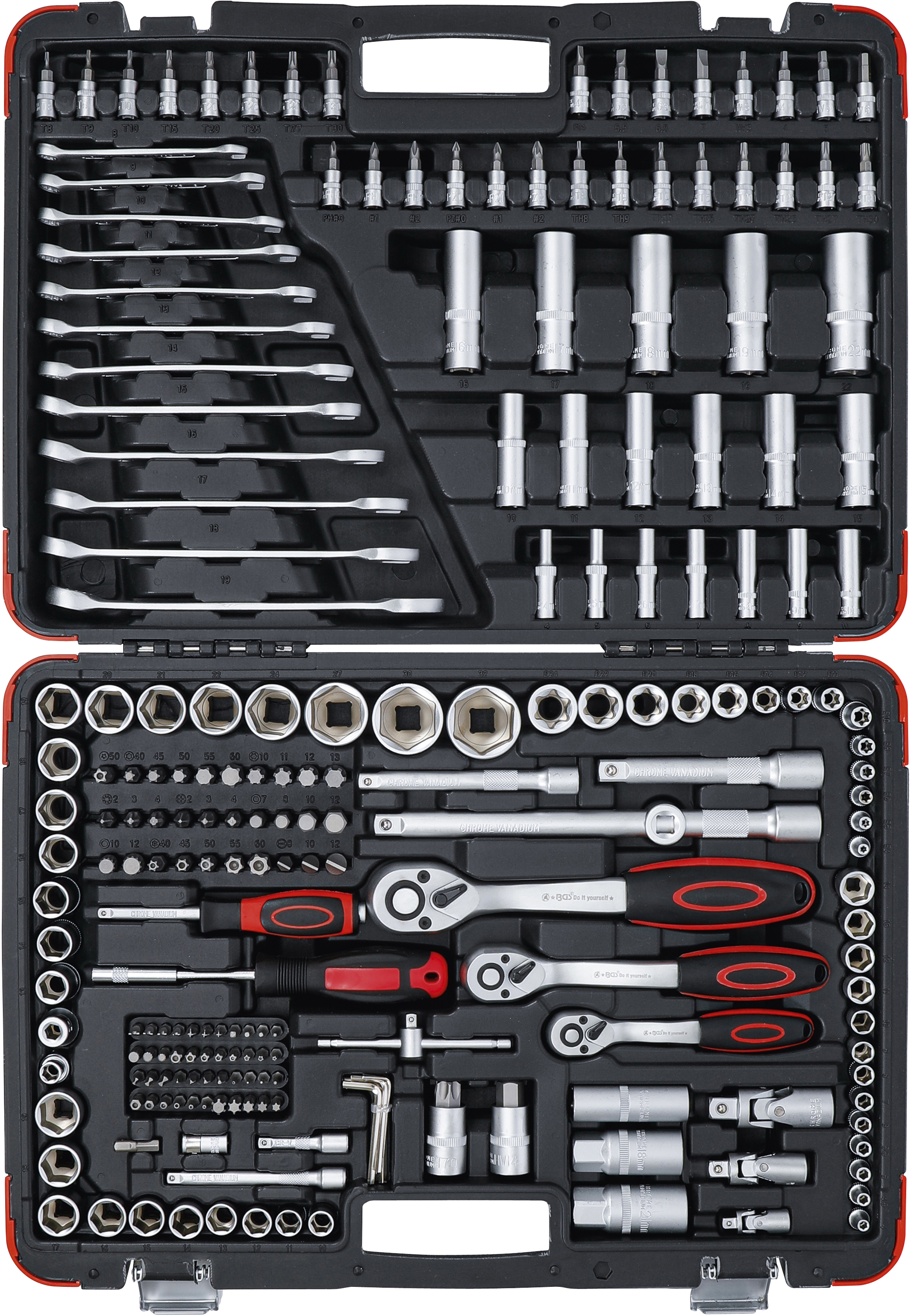 BGS Steckschlüssel-Satz | Antrieb 6,3 mm (1/4") / 10 mm (3/8") / 12,5 mm (1/2") | 216-tlg.