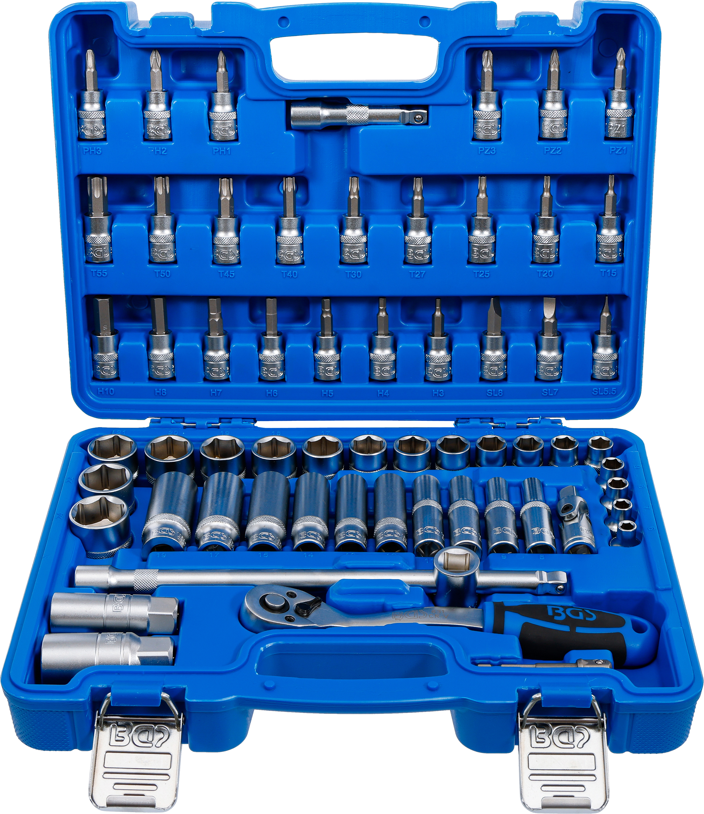 BGS Steckschlüssel-Satz Sechskant | Antrieb 10 mm (3/8") | 61-tlg.