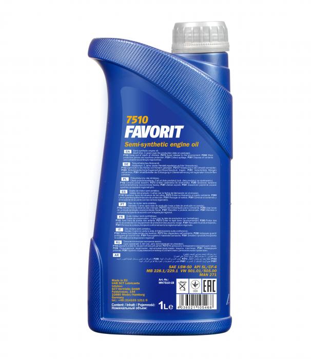 15W-50 Mannol 7510 Favorit Motoröl 1 Liter