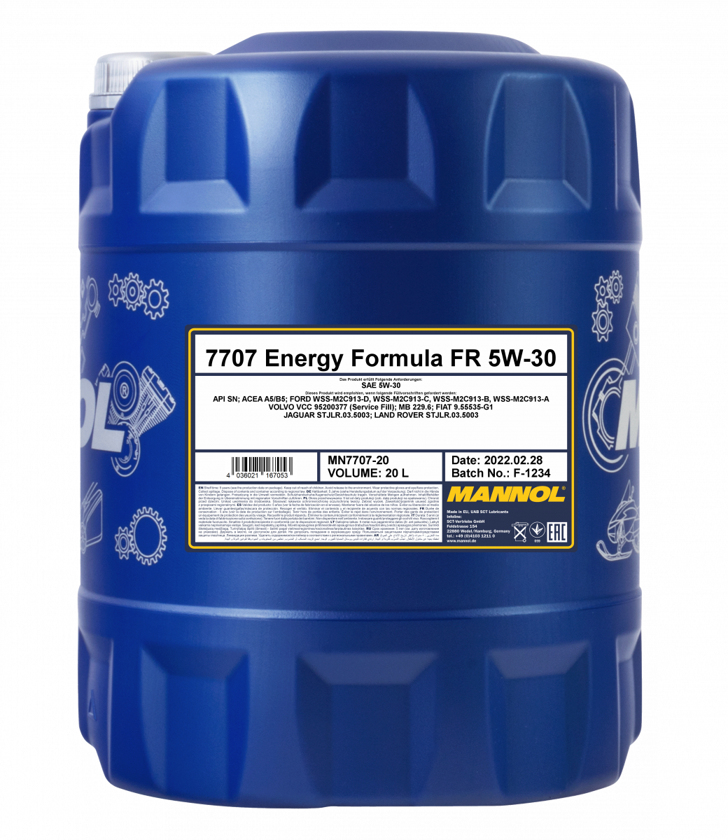 5W-30 Mannol 7707 Formula FR für Volvo Ford Opel Motoröl 20 Liter