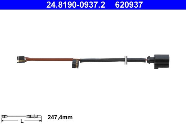 Warnkontakt, Bremsbelagverschleiß 24.8190-0937.2 “ATE 247,4 mm”
