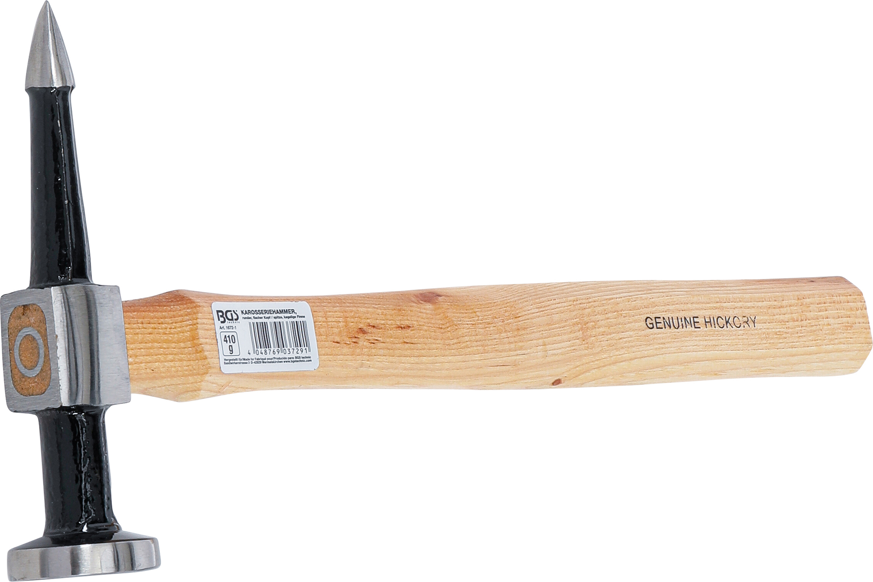 BGS Karosseriehammer | runder, flacher Kopf / spitze, kegelige Finne