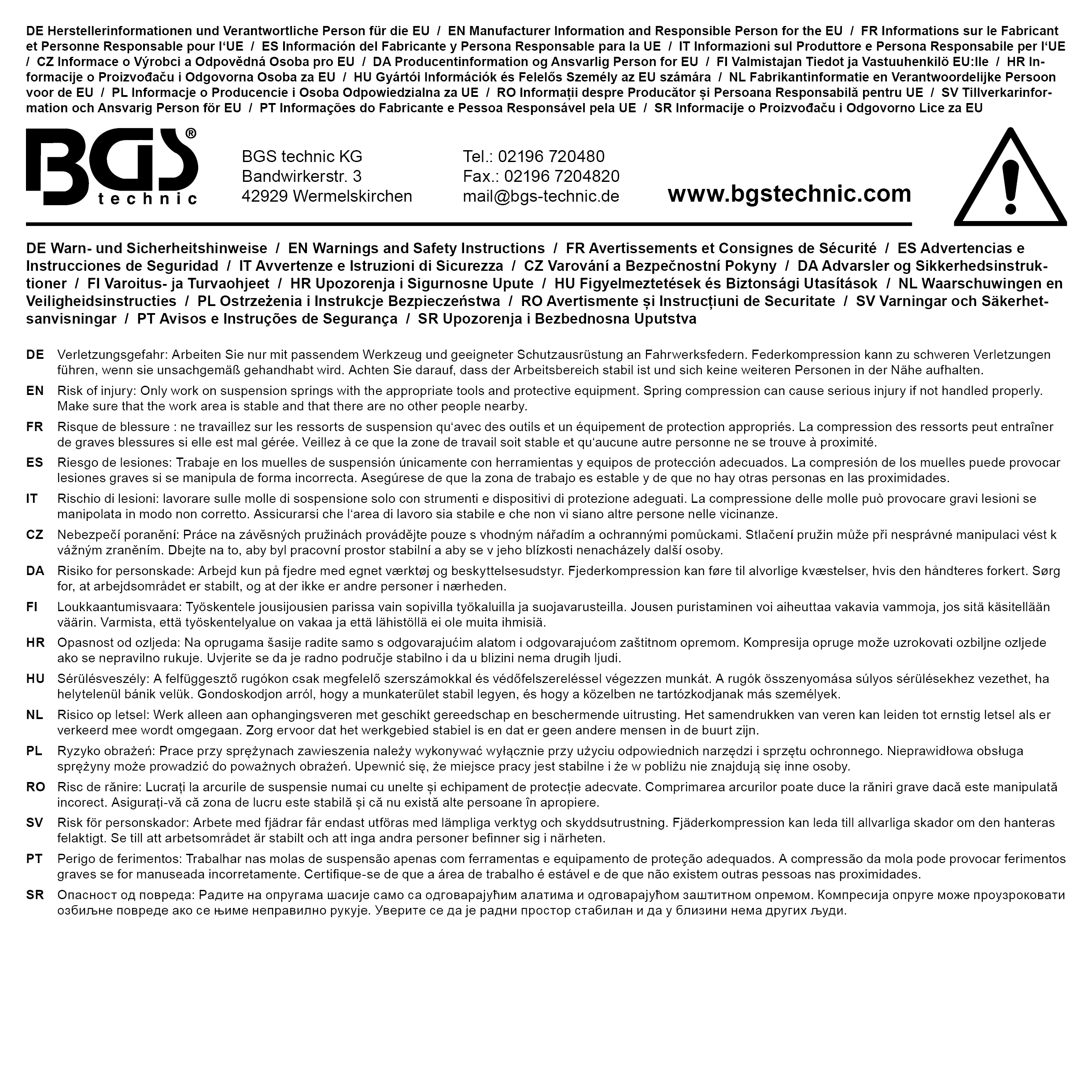 BGS Sicherheitsseil für Federspanner Art. 1134, 1144