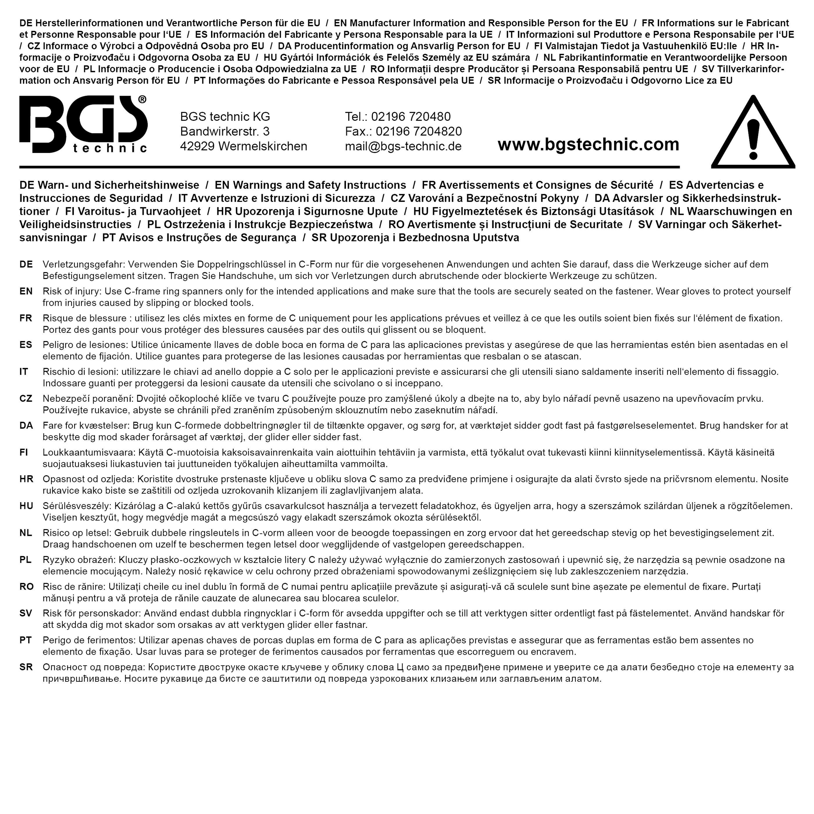 BGS C-Form Doppel-Ringschlüssel Zwölfkant | SW 17 x 19 mm