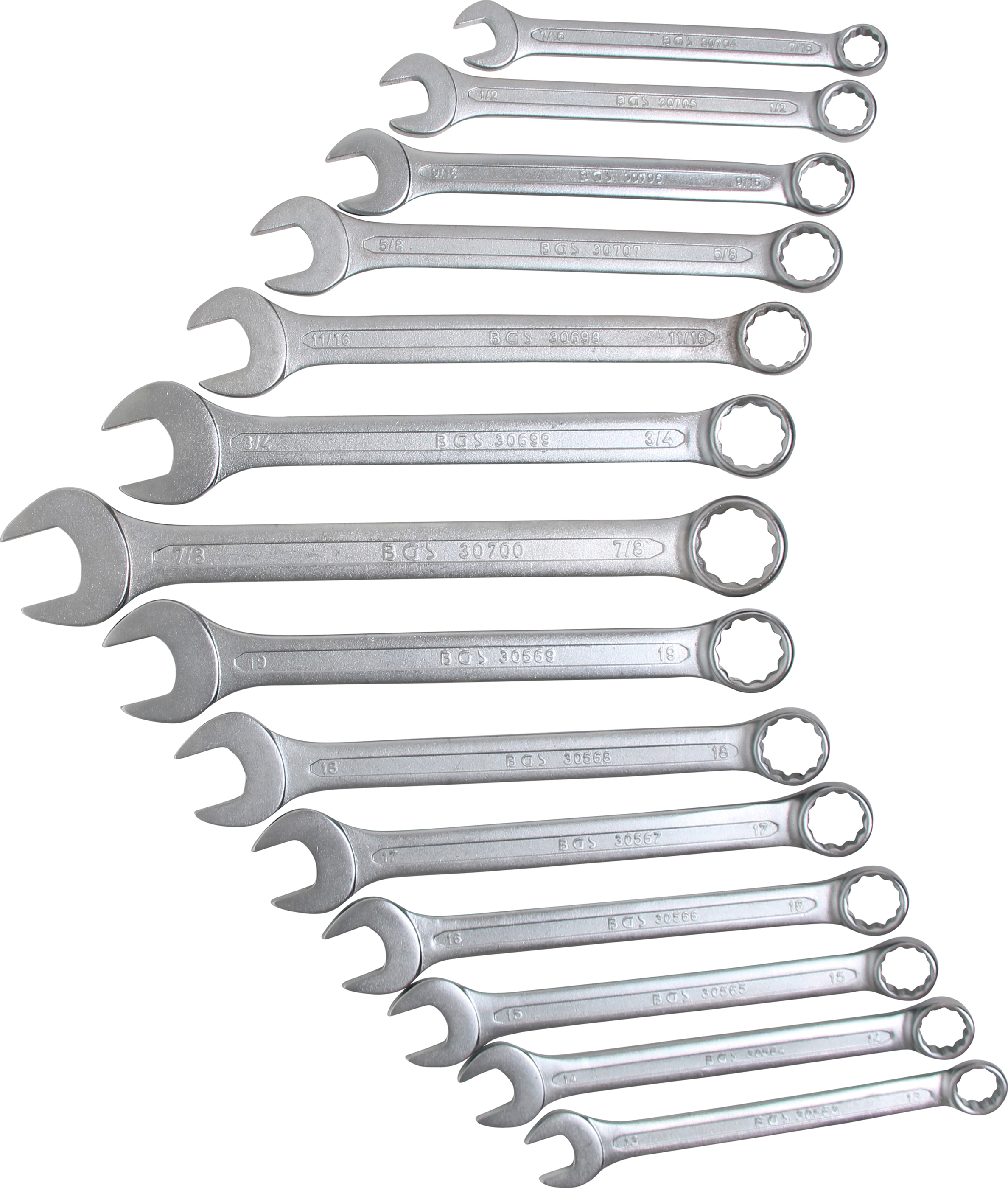 BGS Maul-/Ringschlüsselsortiment | Zollgrößen / metrisch | 50-tlg.