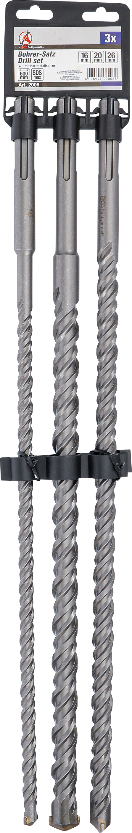 BGS Mauer-Durchbruch-Bohrer-Satz | SDS-MAX-Schaft | 16 / 20 / 26 mm | 3-tlg.