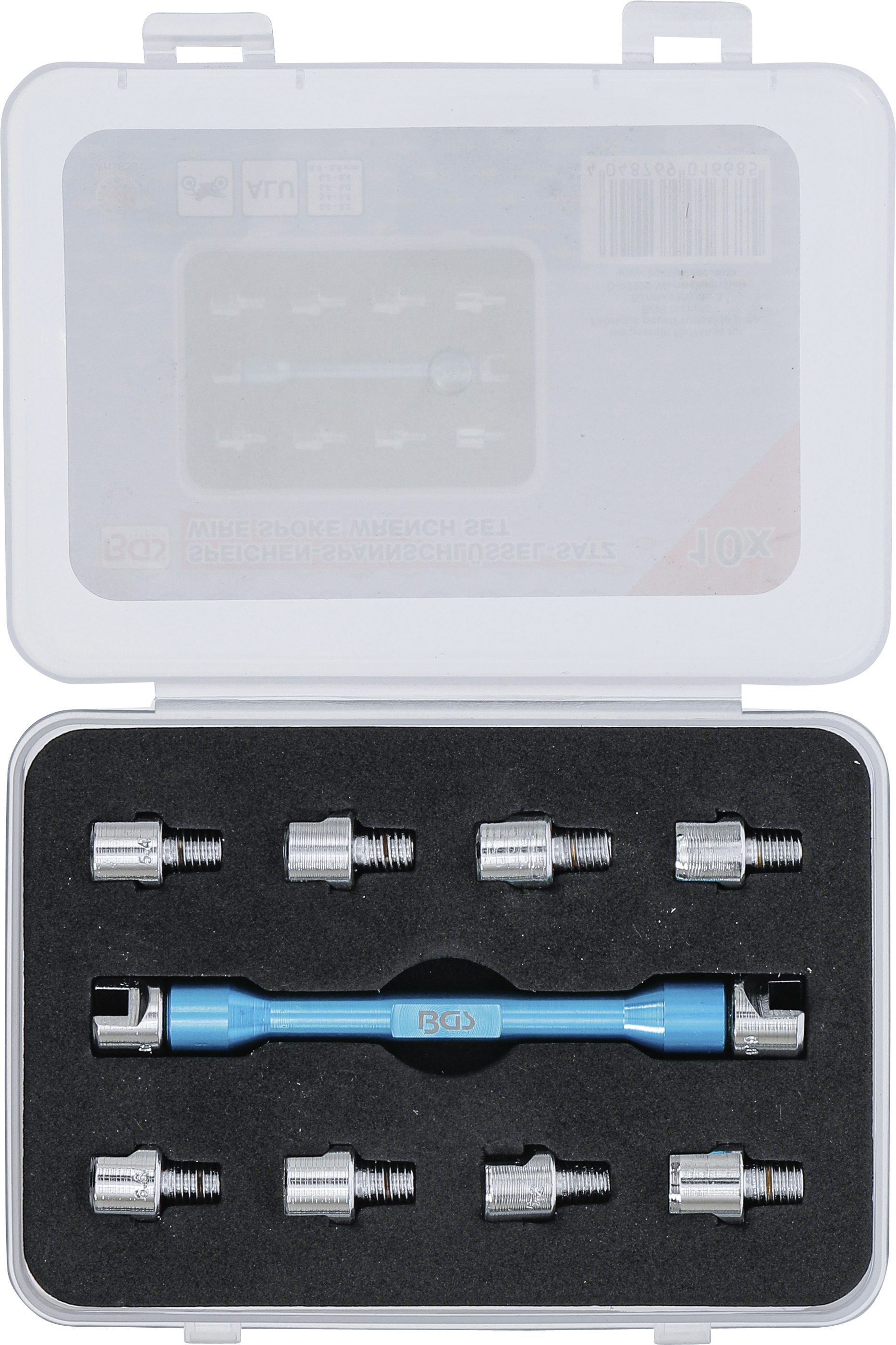 BGS Speichenschlüssel | austauschbare Köpfe | für Motorräder | 10-tlg.