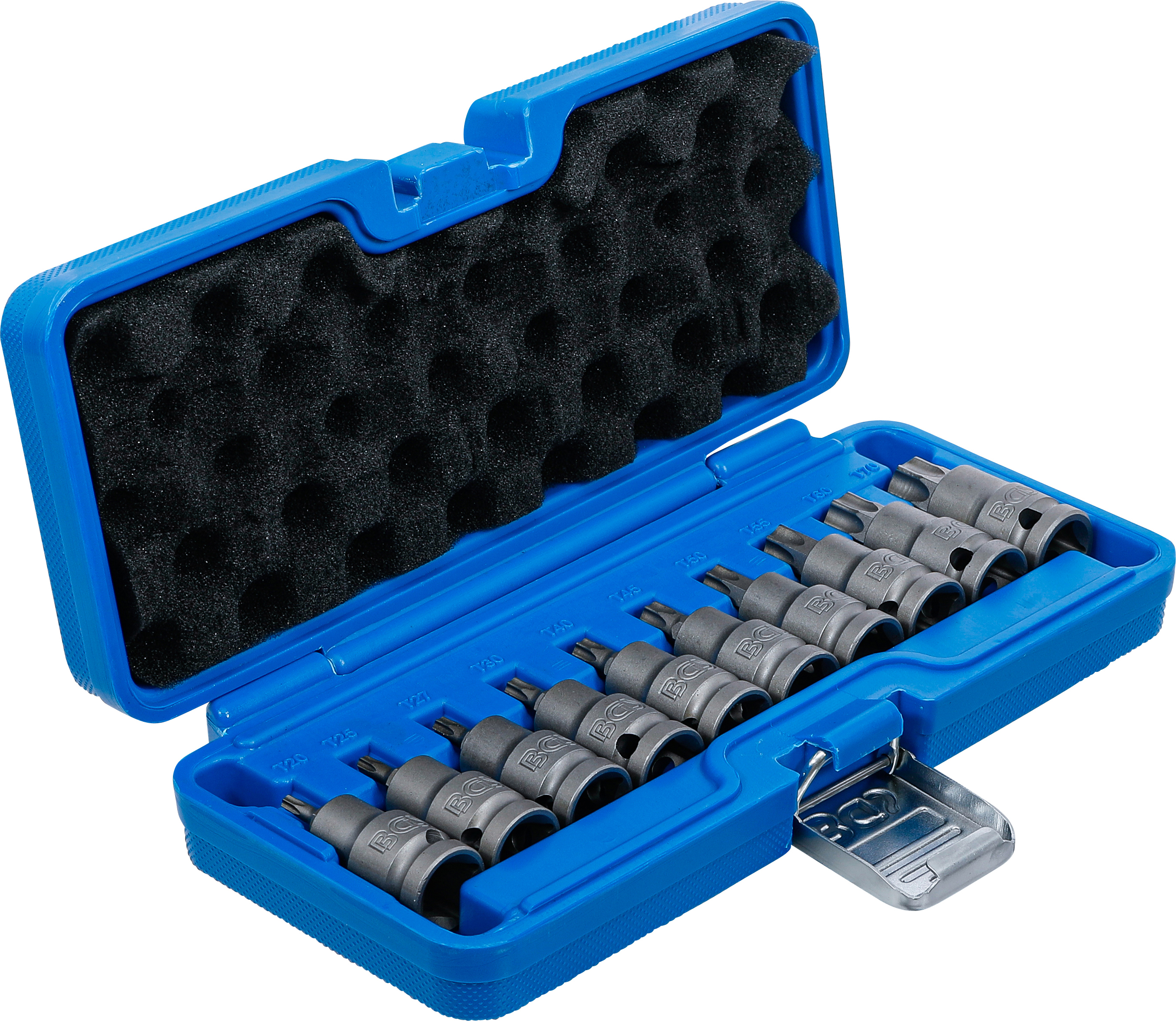 BGS Kraft-Bit-Einsatz-Satz | Antrieb Innenvierkant 12,5 mm (1/2") | T-Profil (für Torx) T20 - T70 | 10-tlg.