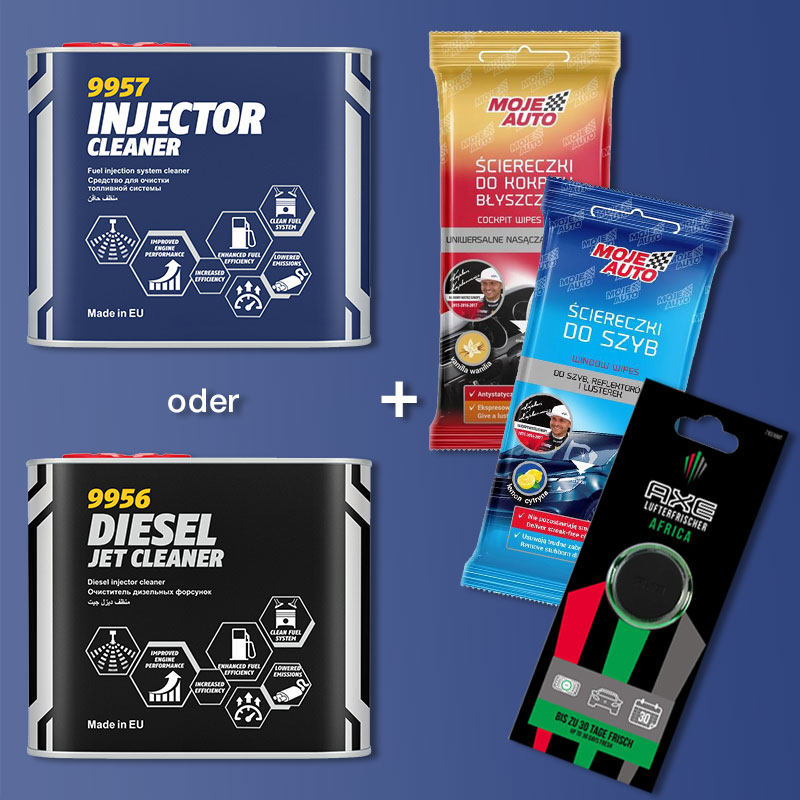 Kraftstoff Additiv Benzin Diesel Super DEAL Injektor Düsen Reiniger Feuchttücher AXE Duft