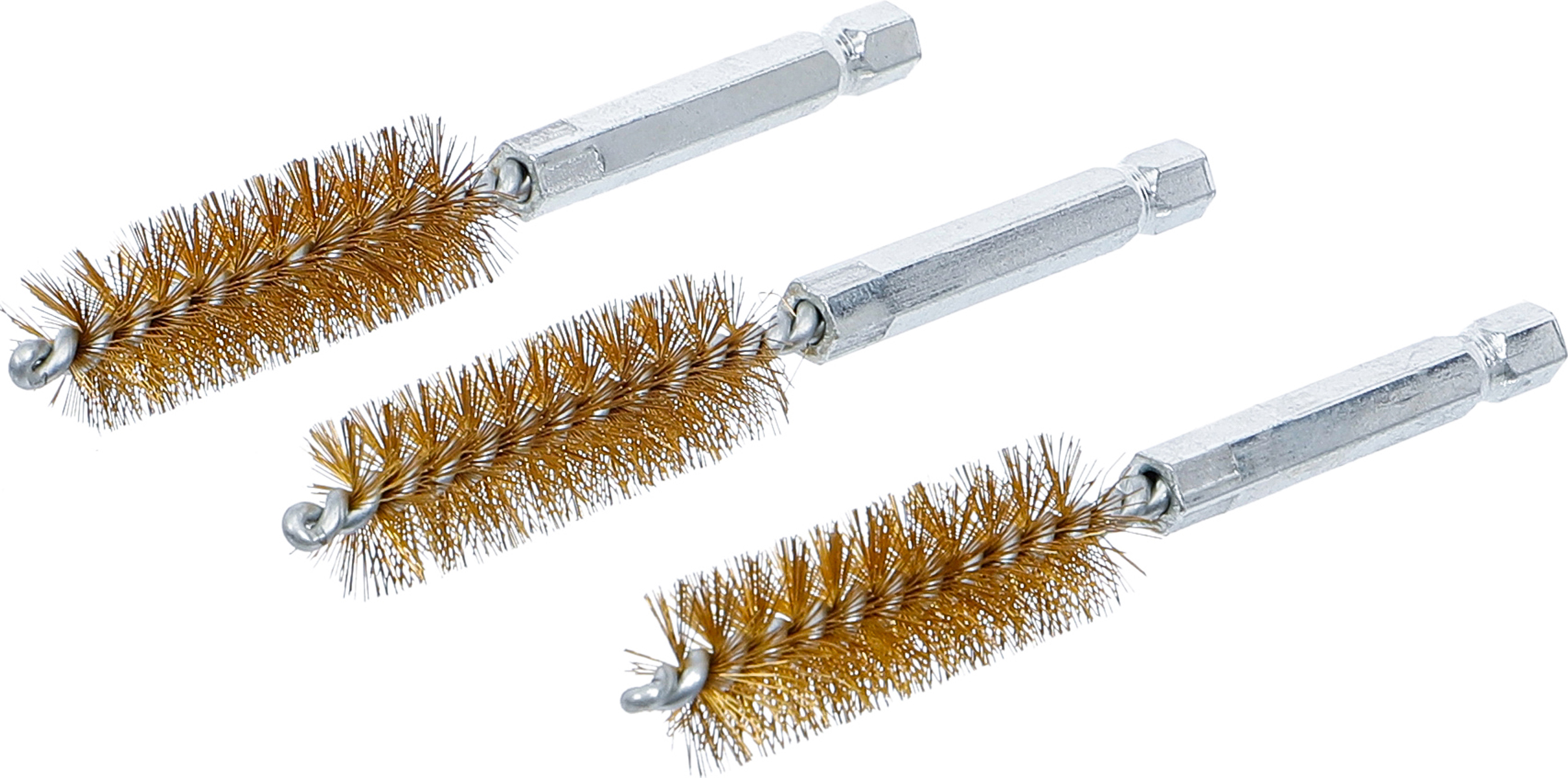 BGS Messingbürste | 15 mm | Antrieb Außensechskant 6,3 mm (1/4") | 3-tlg.