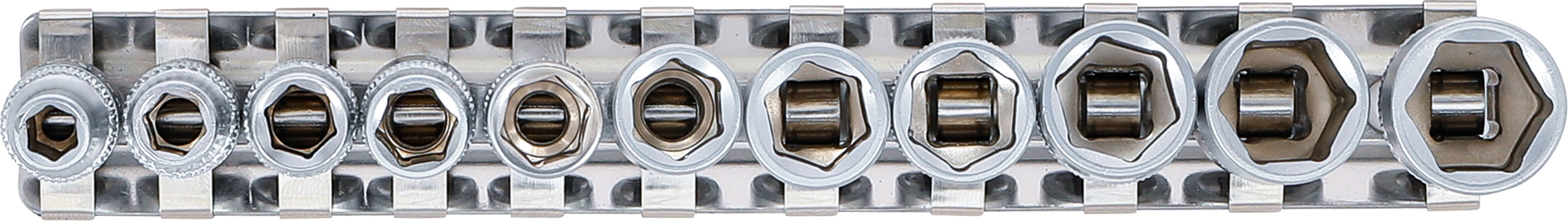 BGS Steckschlüssel-Einsatz-Satz Sechskant | Antrieb Innenvierkant 6,3 mm (1/4") | Zollgrößen | 11-tlg.