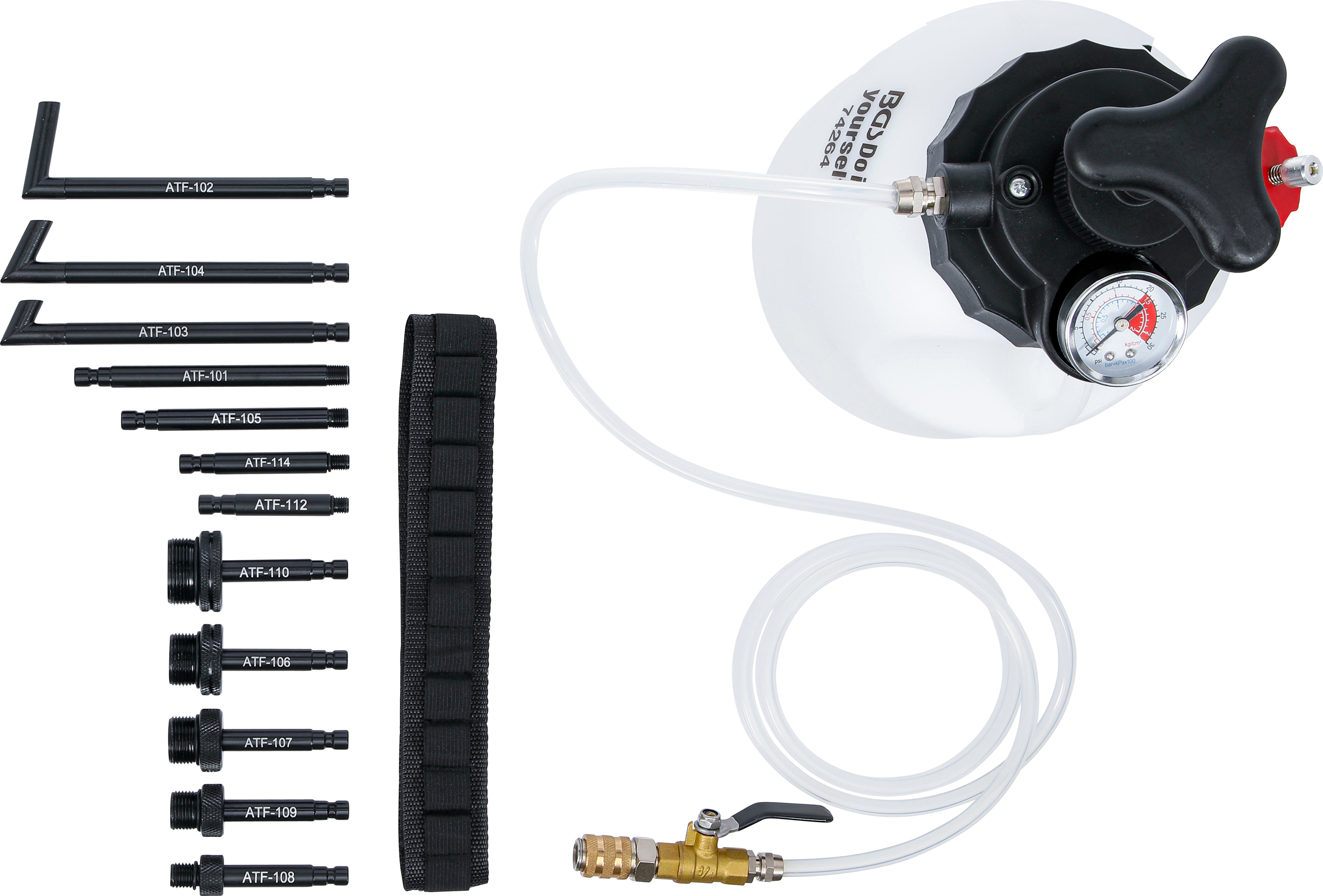 BGS Getriebeöl-Befüllgerät mit Handpumpe | mit 12 Adaptern | 3 l