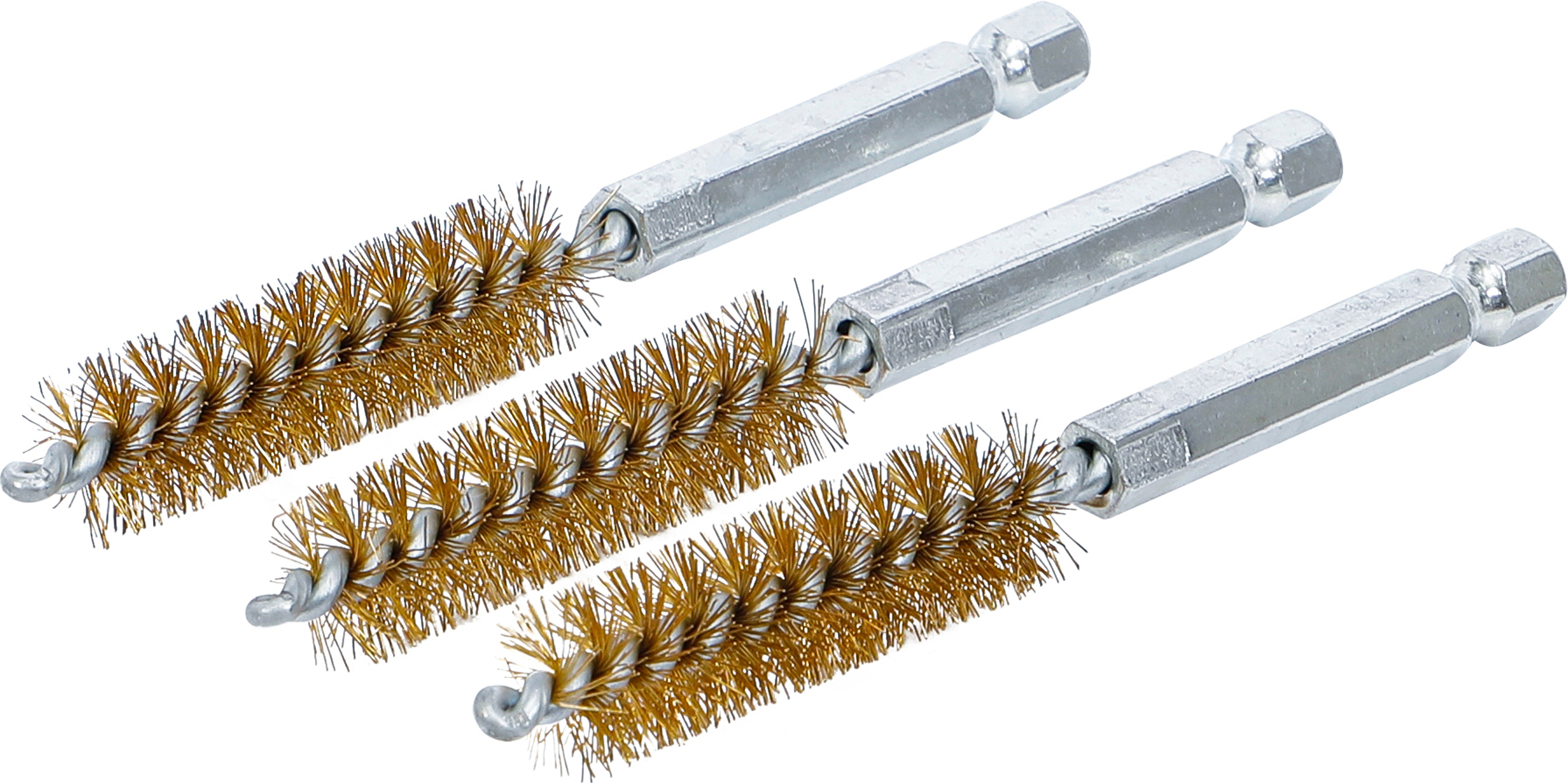 BGS Messingbürste | 12 mm | Antrieb Außensechskant 6,3 mm (1/4") | 3-tlg.