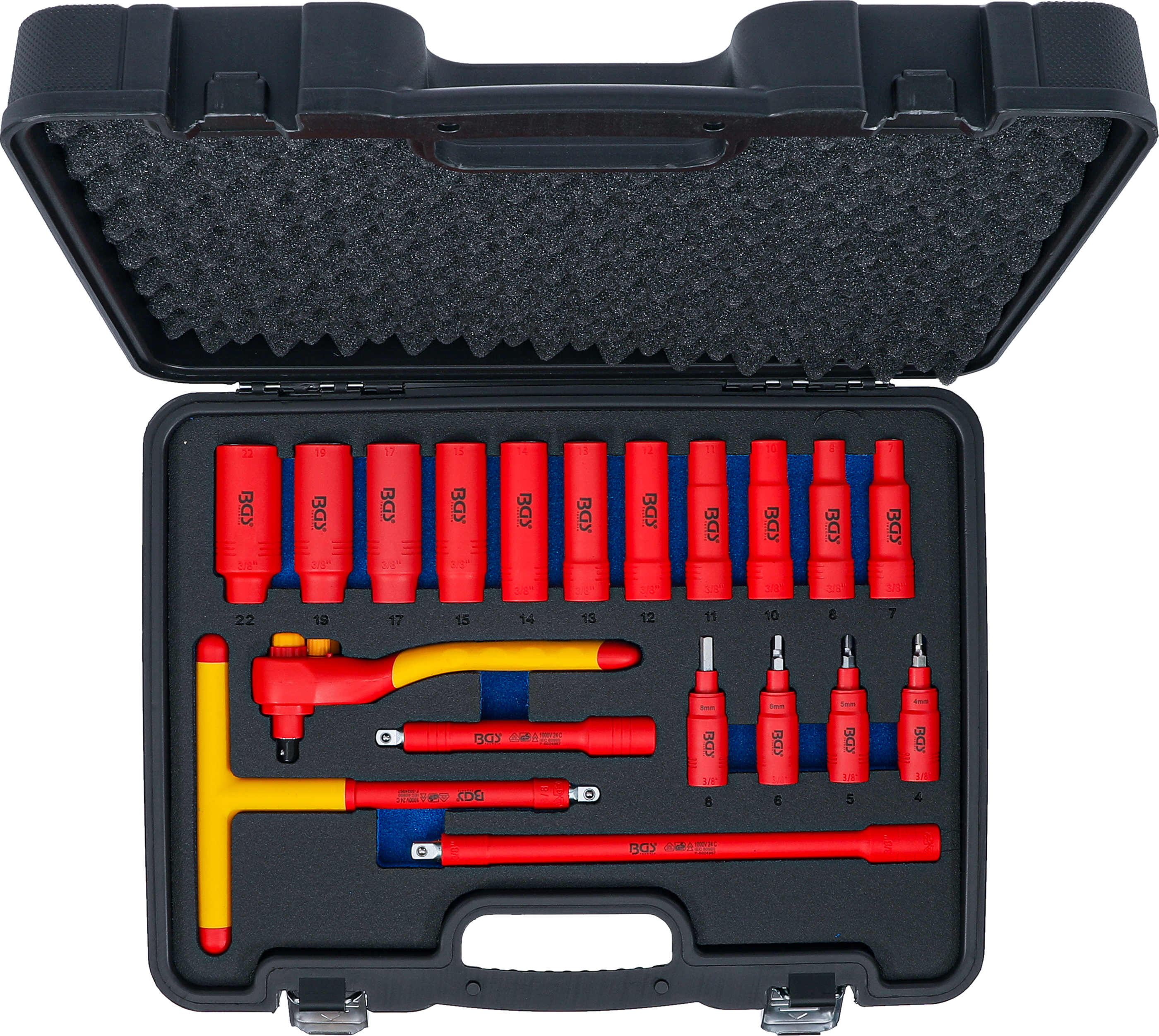 BGS VDE-Steckschlüssel- und Bit-Einsatz-Satz | Antrieb Innenvierkant 10 mm (3/8") | 19-tlg.