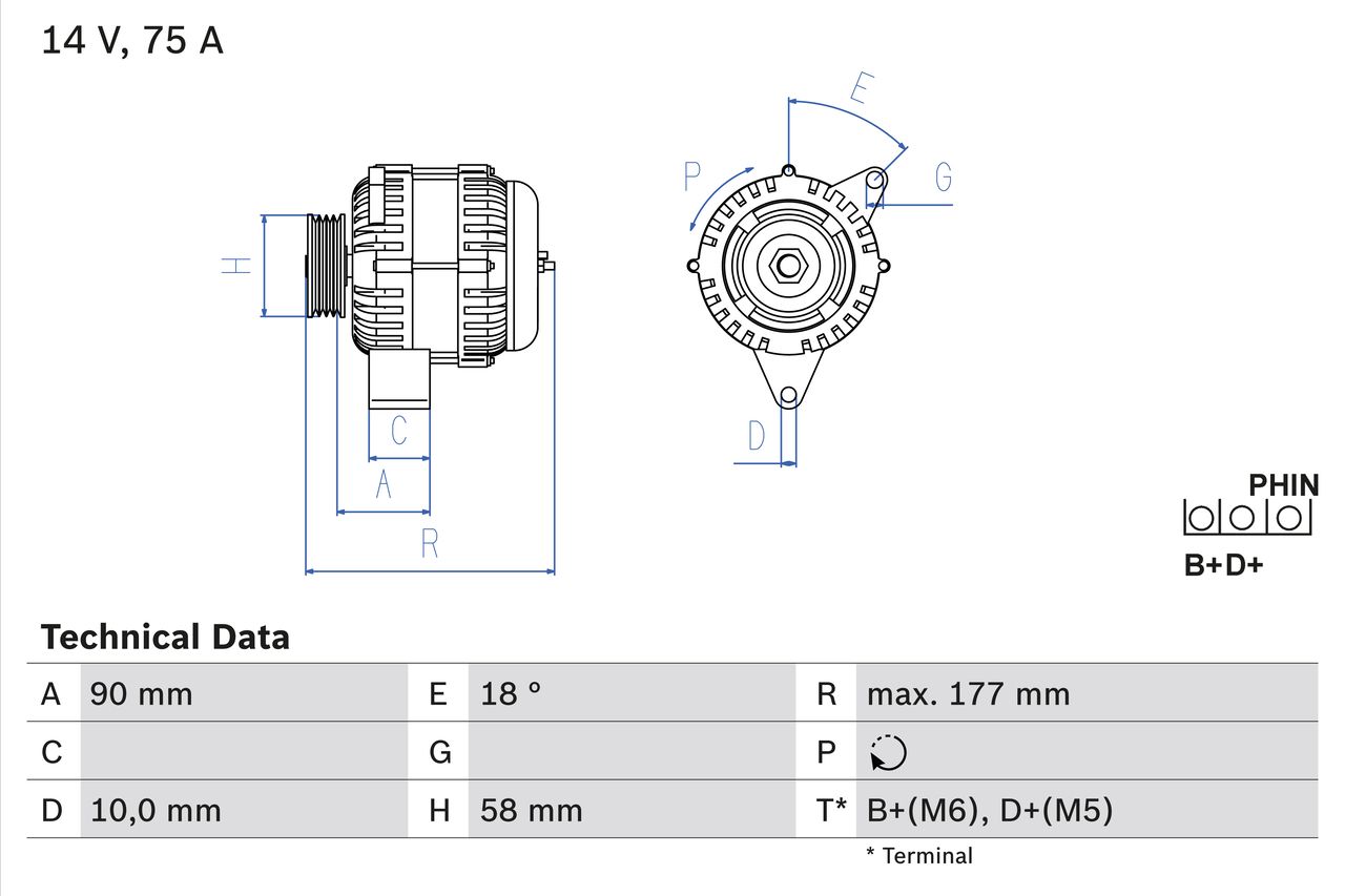 Generator “BOSCH  , 14 V, 75 A”