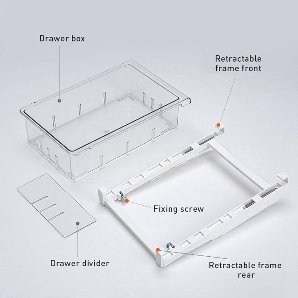 Yehapp Kühlschrank-Schubladen-Organizer, ausziehbarer Regalhalter mit Notenblätter, geeignet für 30-44 cm Kühlschrankpartien