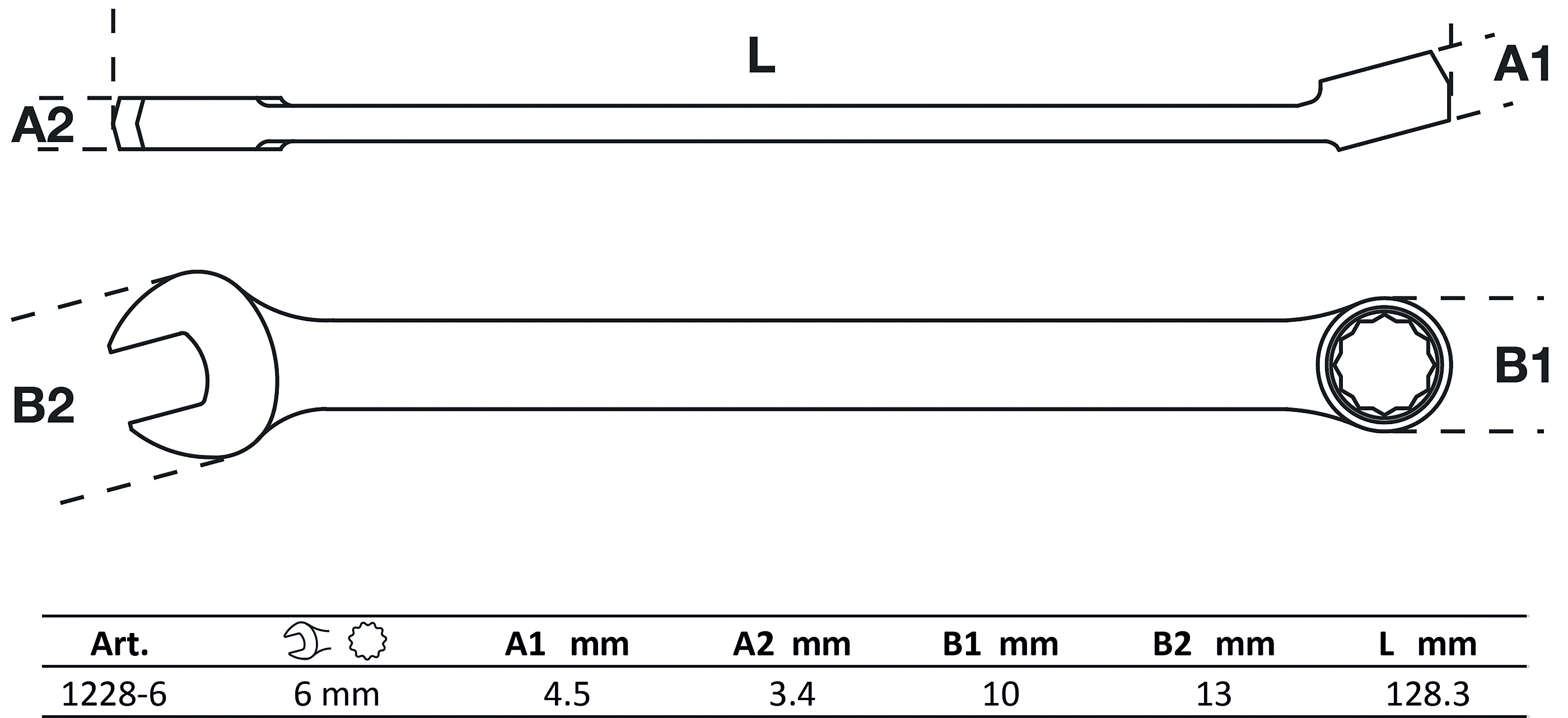 BGS Maul-Ringschlüssel | extra lang | SW 6 mm