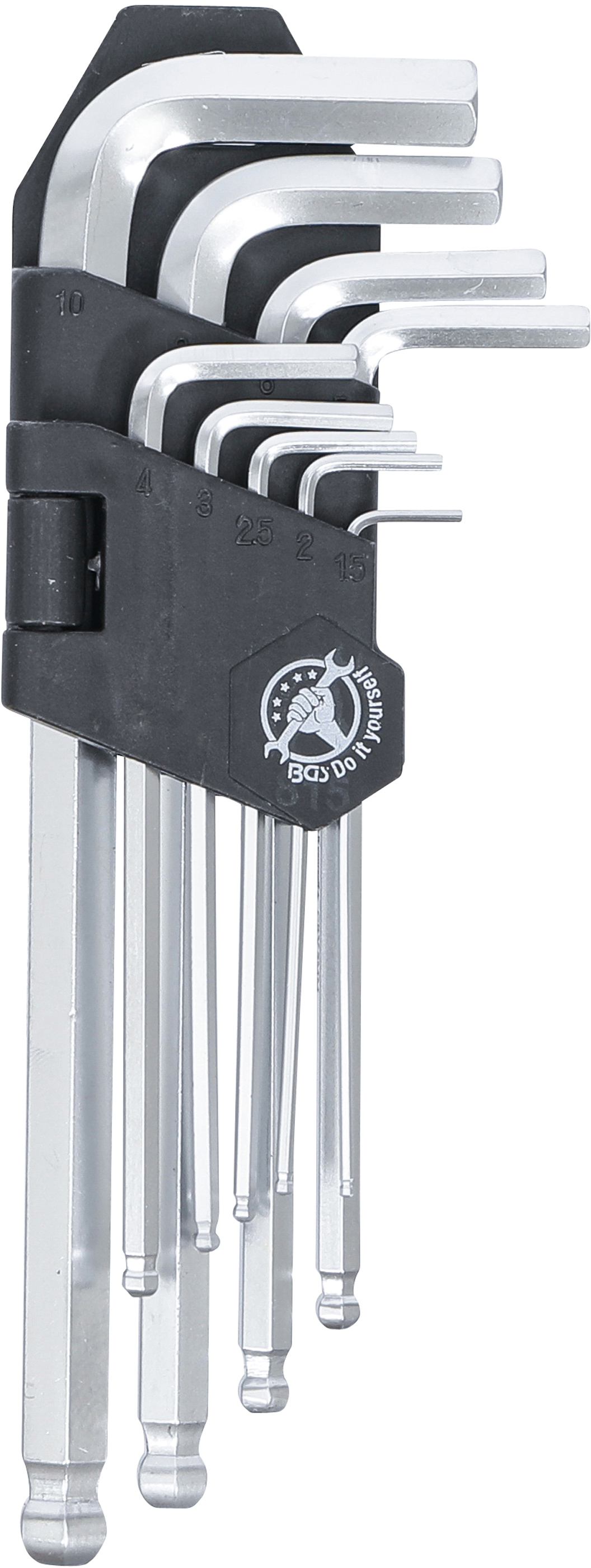 BGS Winkelschlüssel-Satz | Innensechskant / Innensechskant mit Kugelkopf 1,5 - 10 mm | 9-tlg.