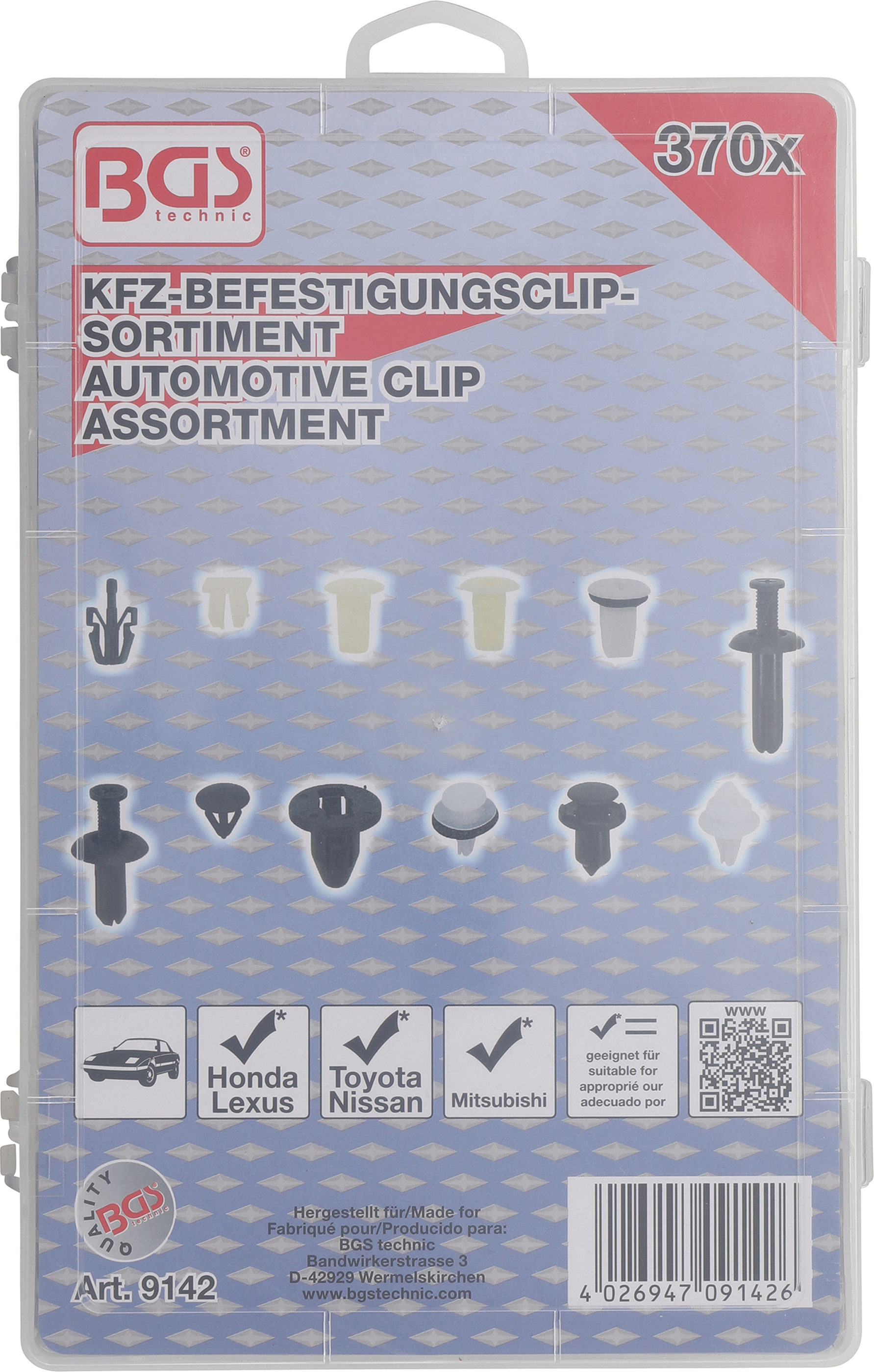 BGS Kfz-Befestigungsclip-Sortiment für Mitsubishi | 370-tlg.