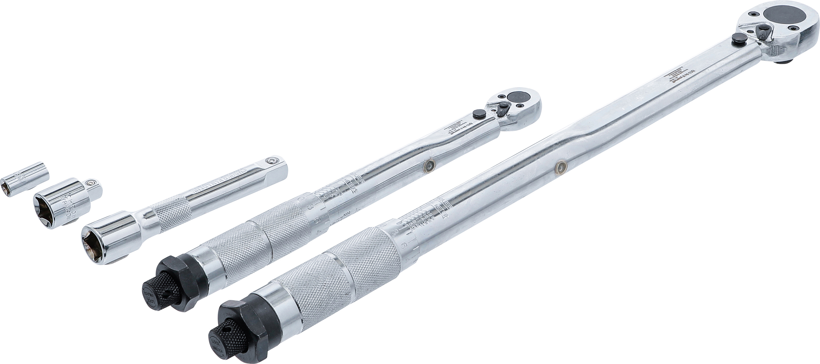BGS Drehmomentschlüssel-Satz | Abtrieb Außenvierkant 6,3 mm (1/4") 5 - 25 Nm, 12,5 mm (1/2") 28 - 210 Nm | 5-tlg.