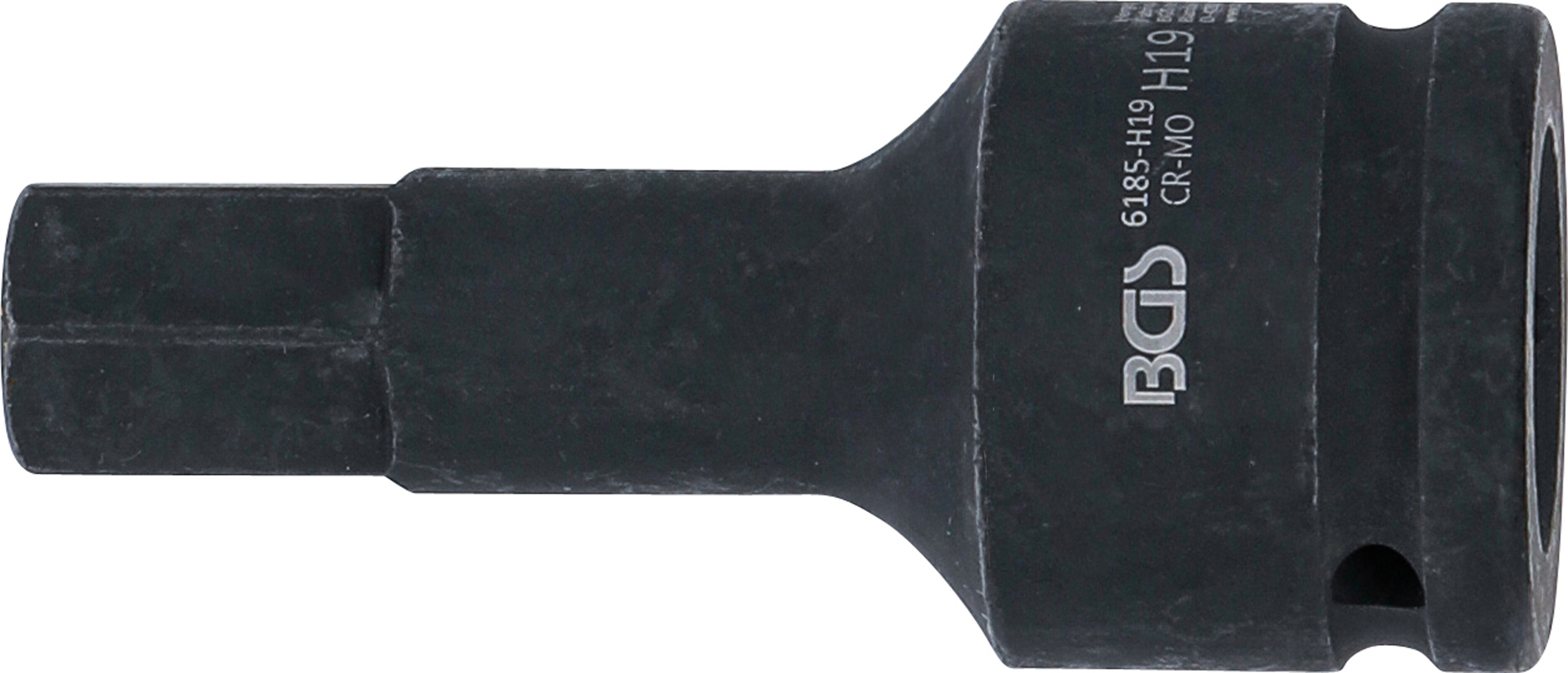 BGS Kraft-Bit-Einsatz | Länge 100 mm | Antrieb Innenvierkant 20 mm (3/4") | Innensechskant 19 mm