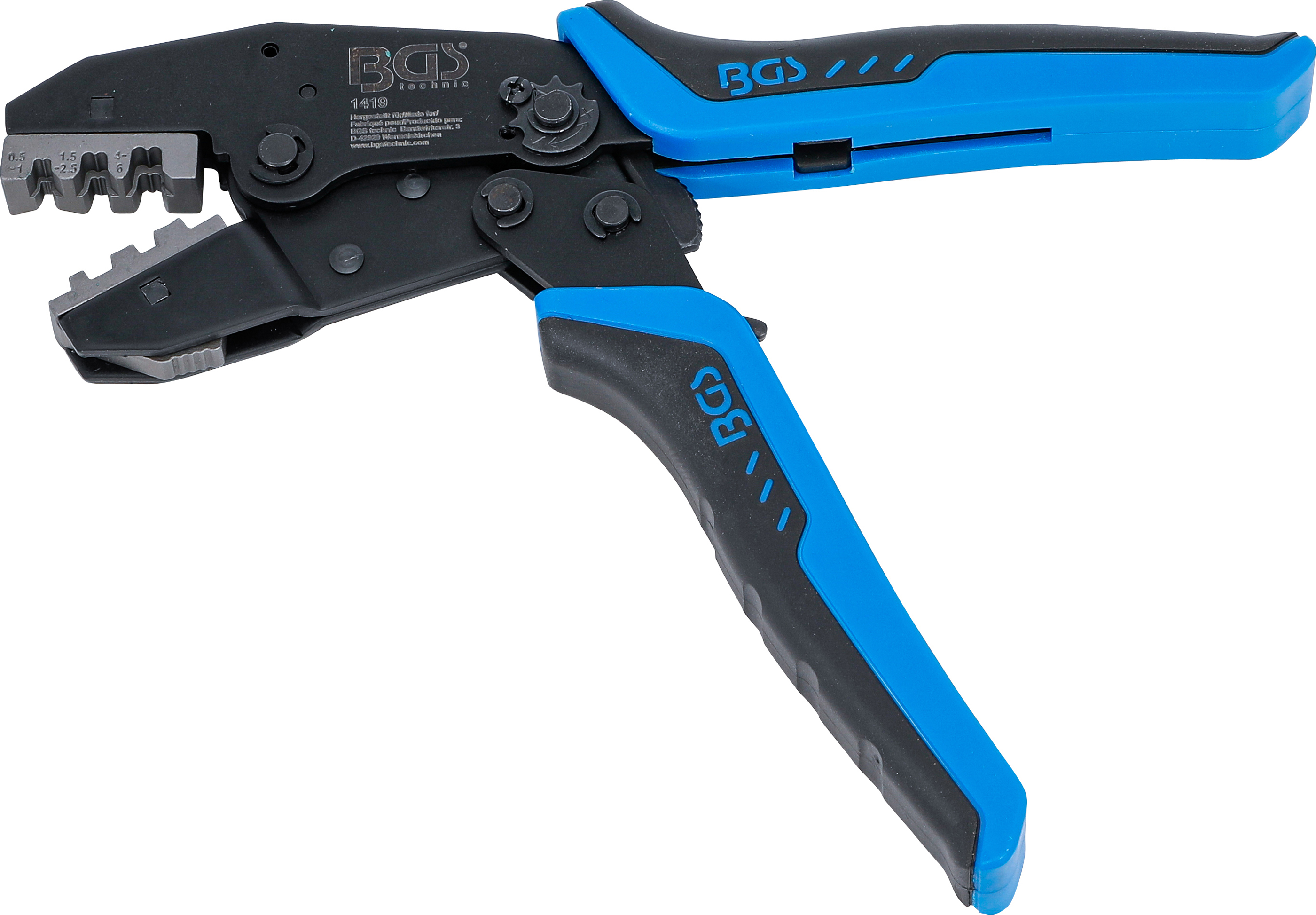BGS Kabelschuhzange mit Ratschenfunktion | für unisolierte Kabelschuhe 0,5 - 6 mm²