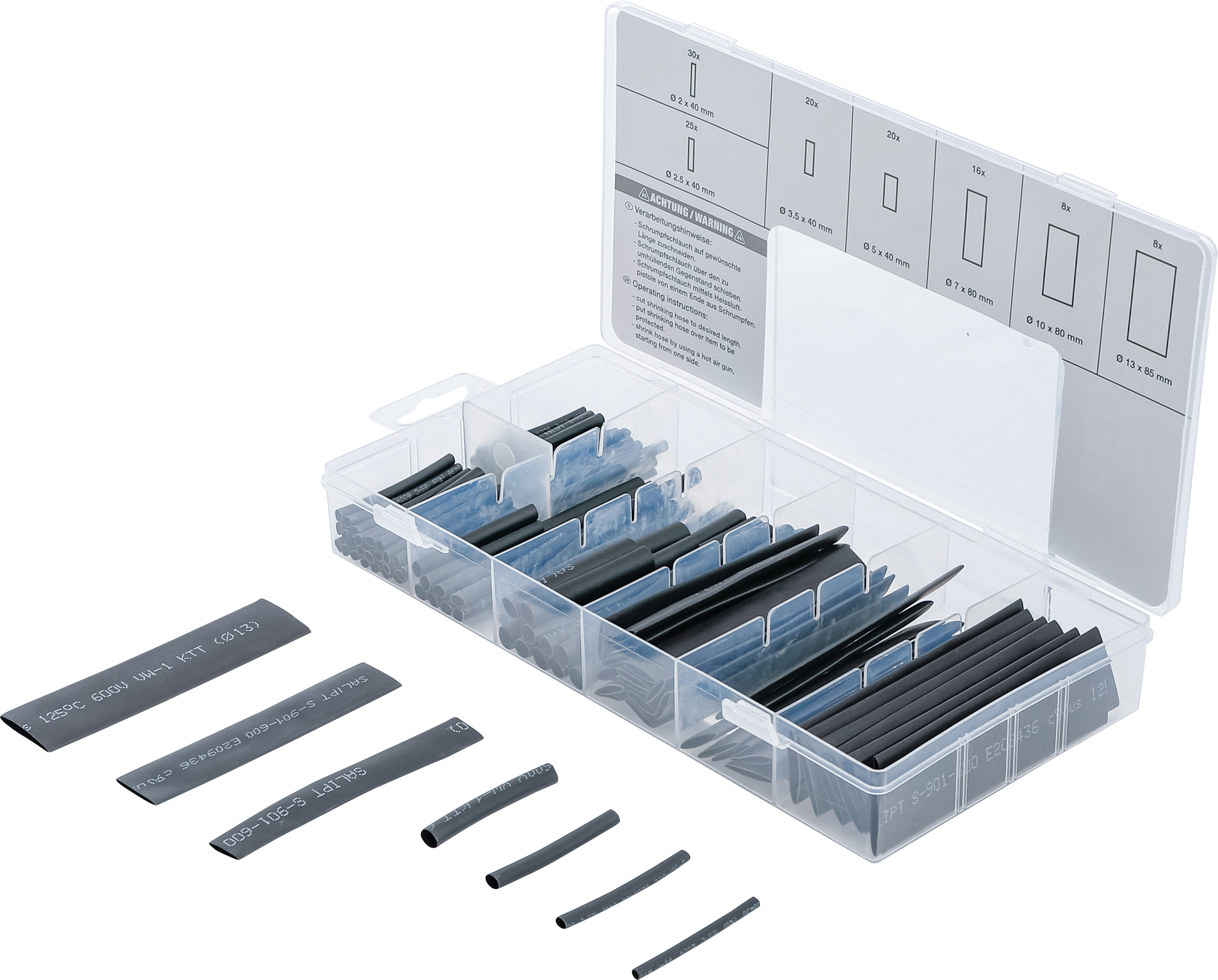 BGS Schrumpfschlauch-Sortiment | schwarz | 127-tlg.