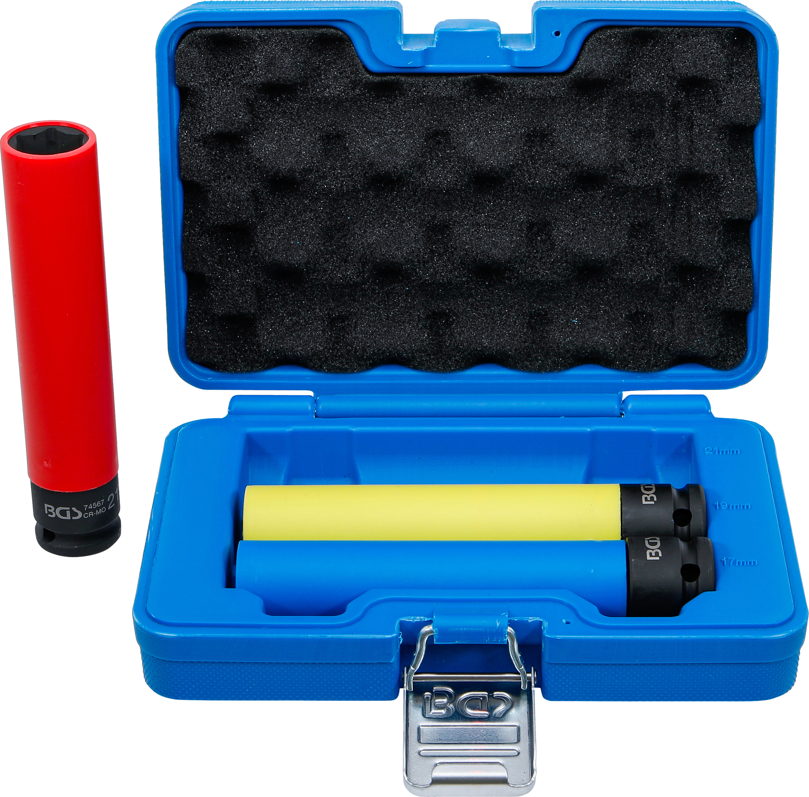 BGS Kraft-Schoneinsatz-Satz | extra tief | Antrieb Innenvierkant 12,5 mm (1/2") | SW 17 / 19 / 21 mm | 3-tlg.